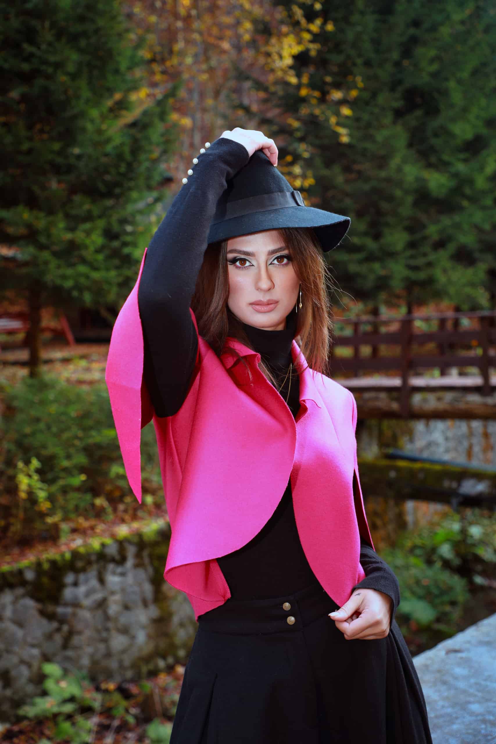 Capă din cașmir fuchsia