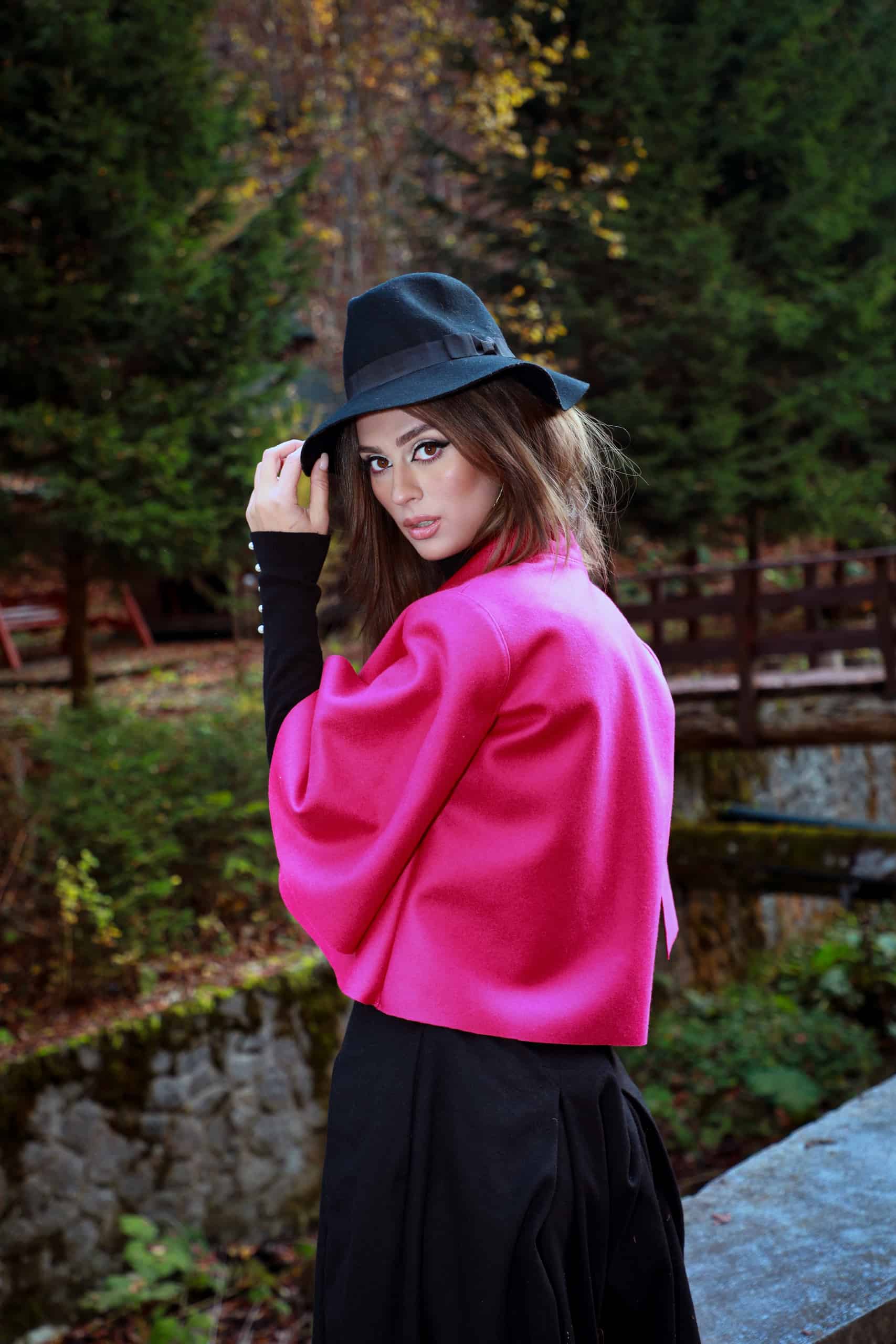 Capă din cașmir fuchsia II