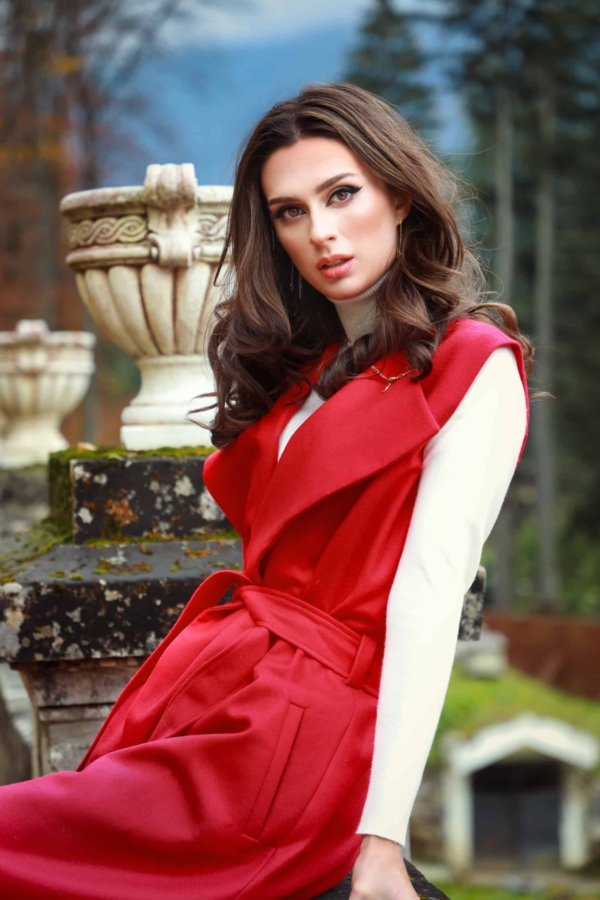 Rochie midi din stofă de lână