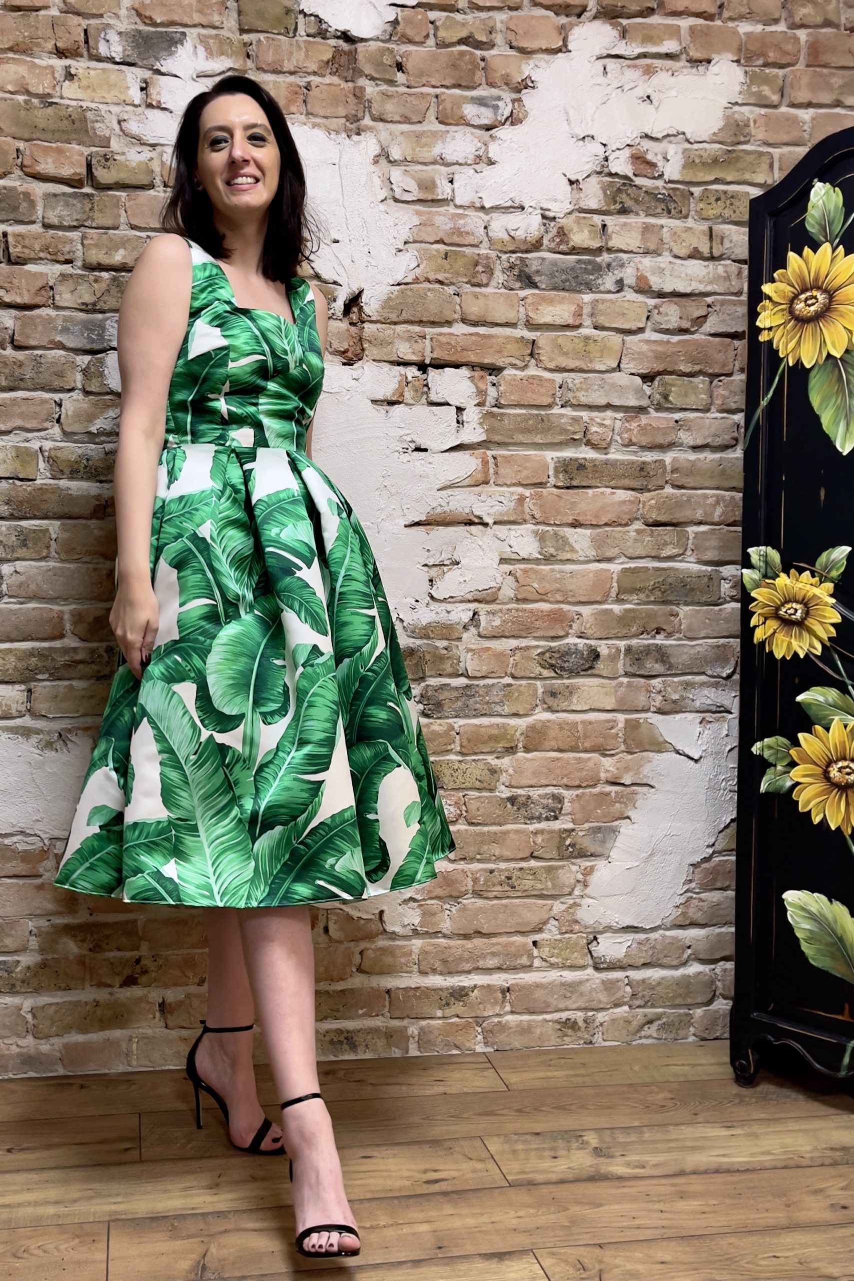 Rochie în cute din tafta de mătase naturală - imagine 3