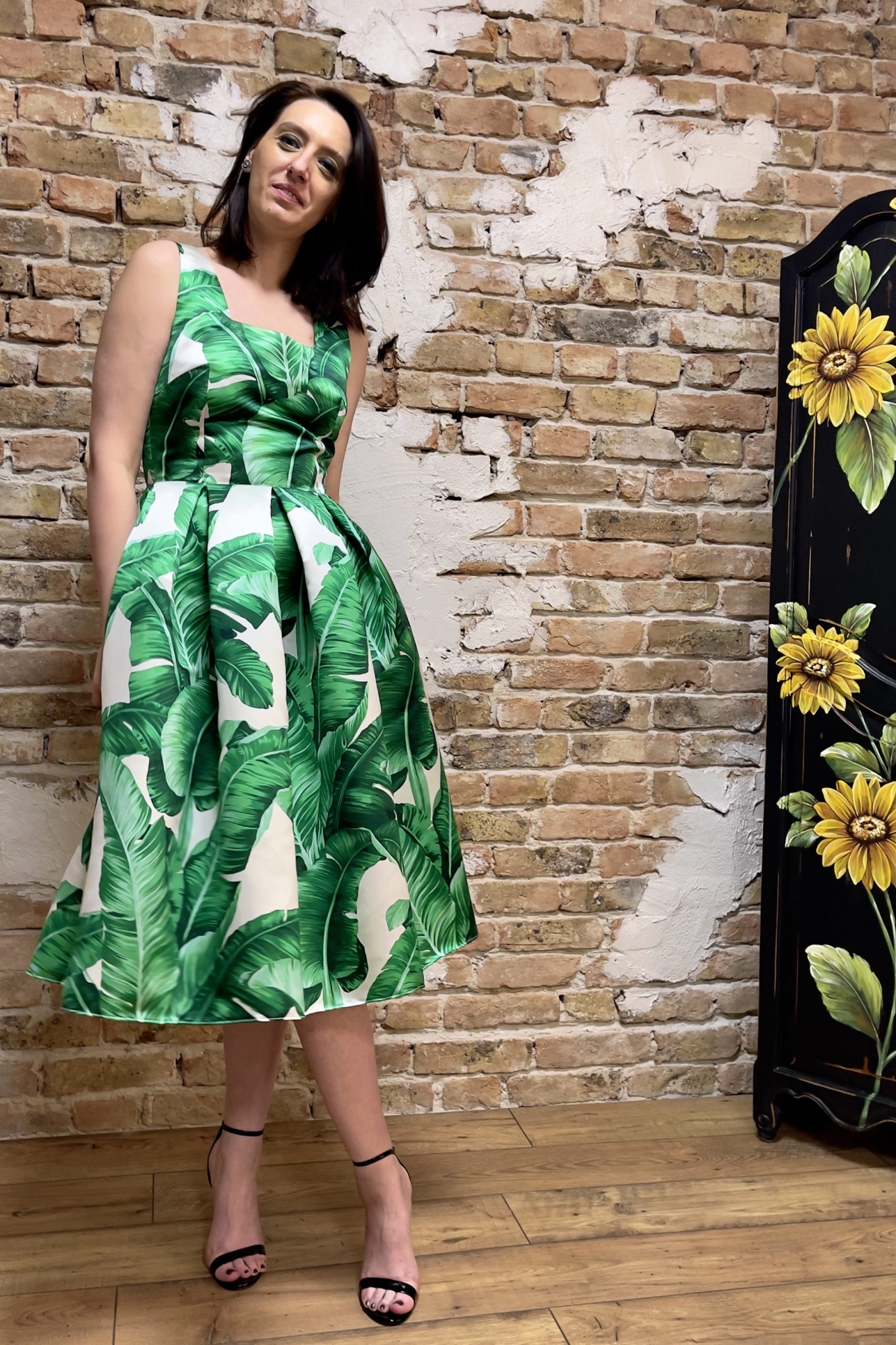 Rochie în cute din tafta de mătase naturală - imagine 2