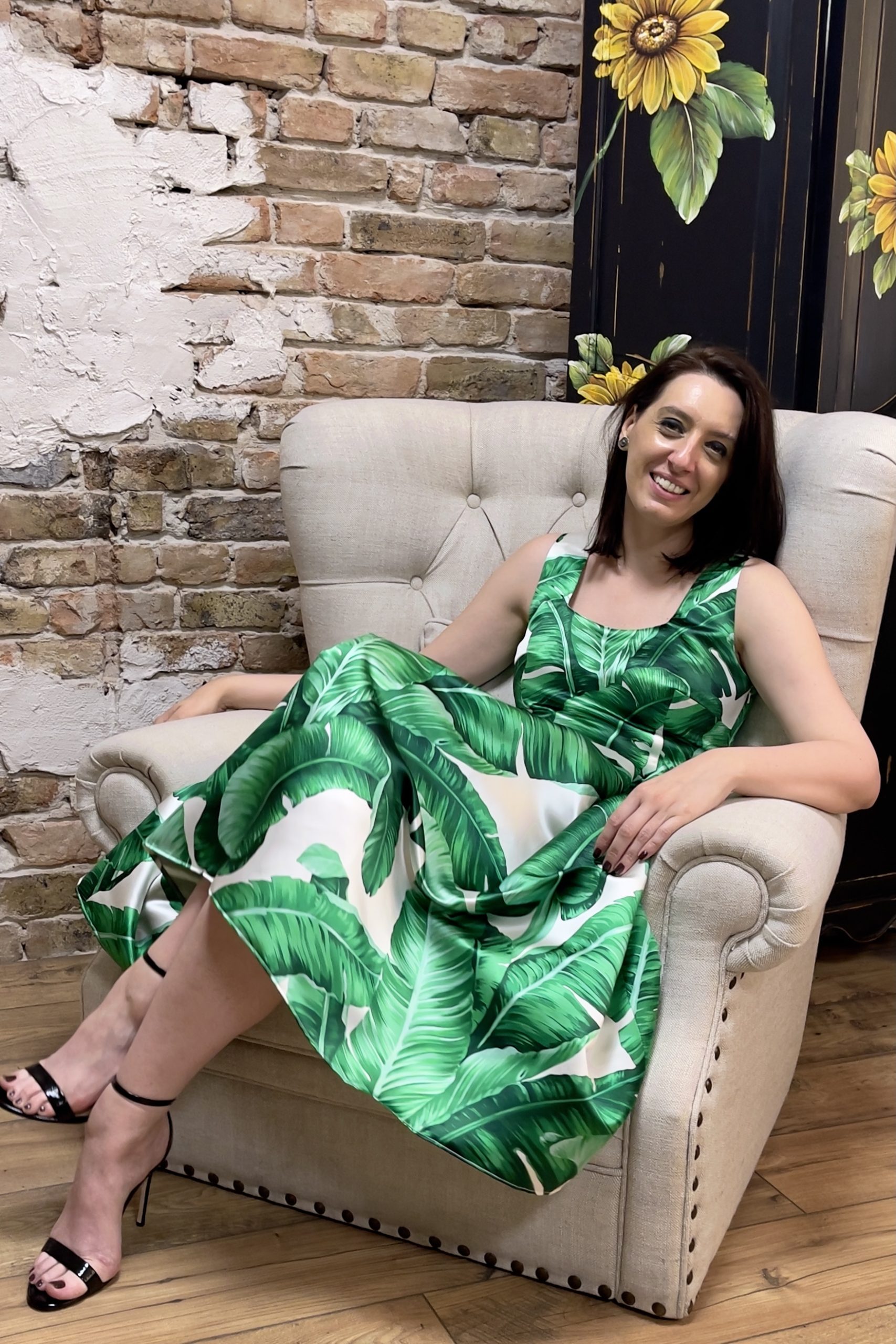 Rochie în cute din tafta de mătase naturală - imagine 4