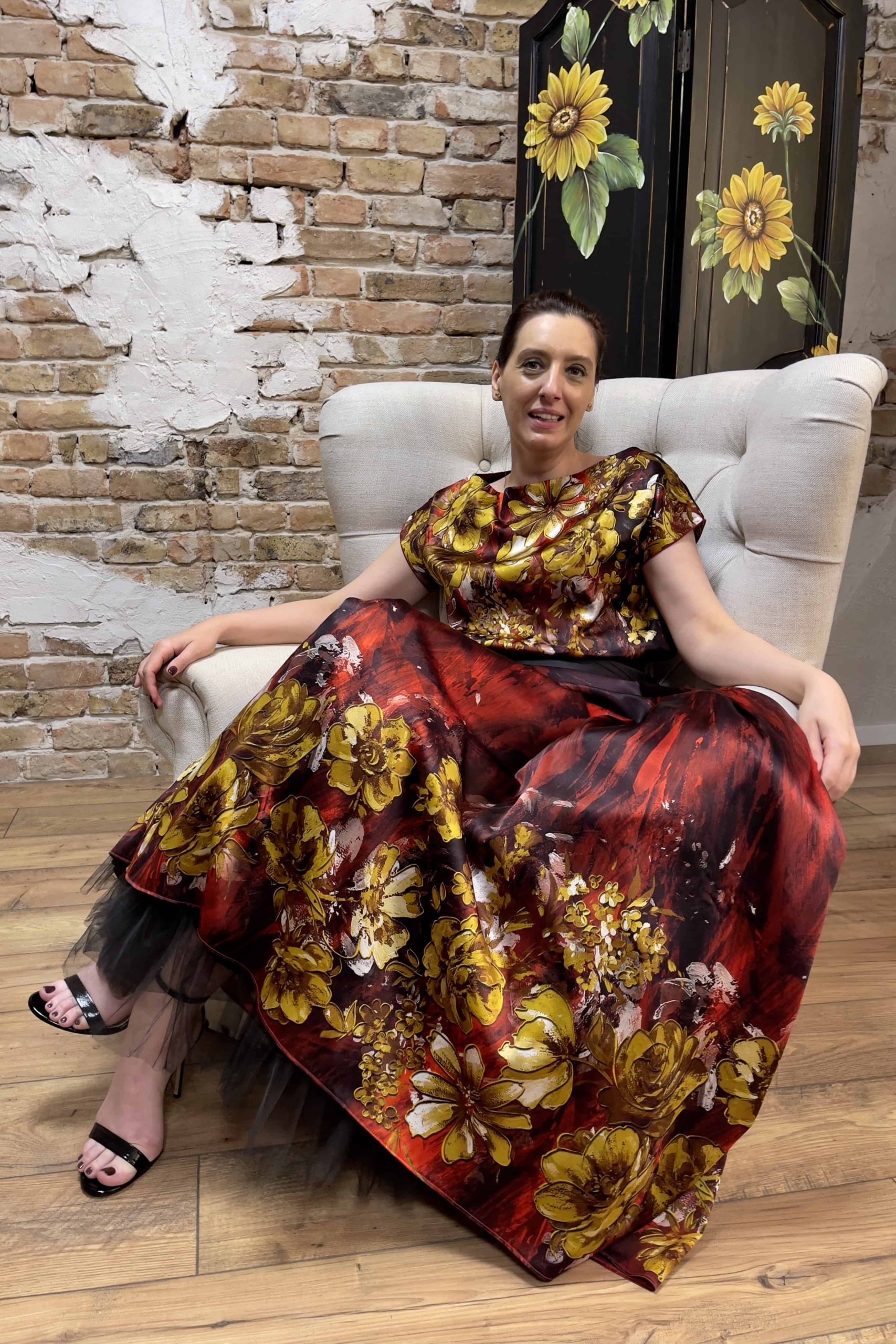 Rochie lungă din mătase naturală