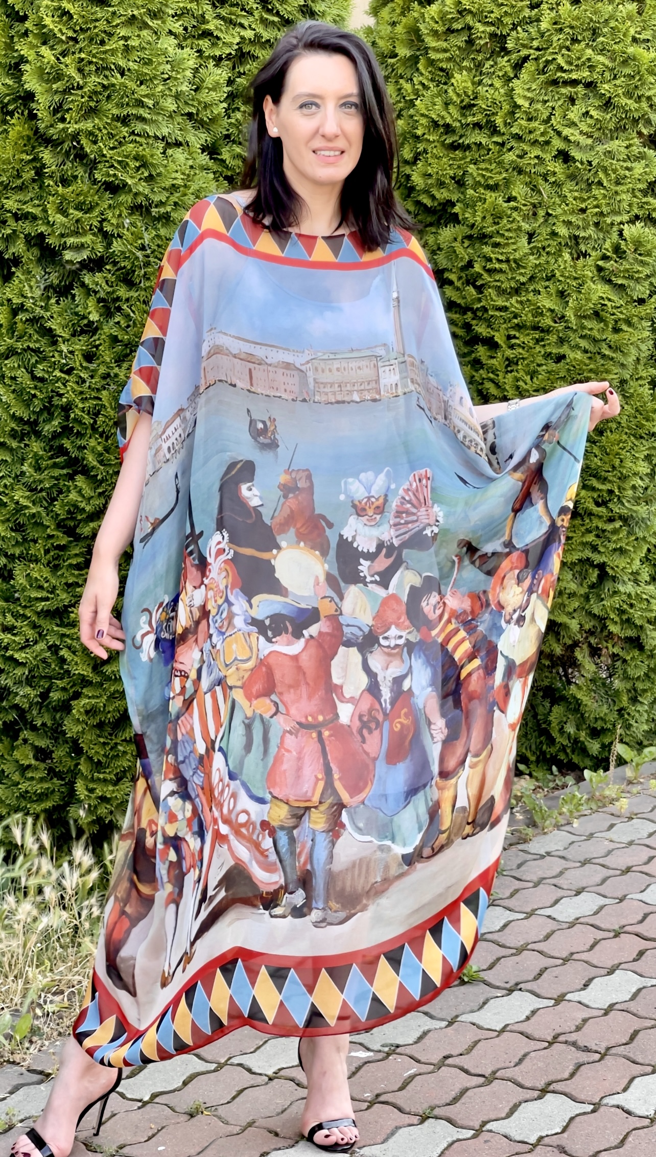 Rochie din voal de mătase naturală imprimat - imagine 2
