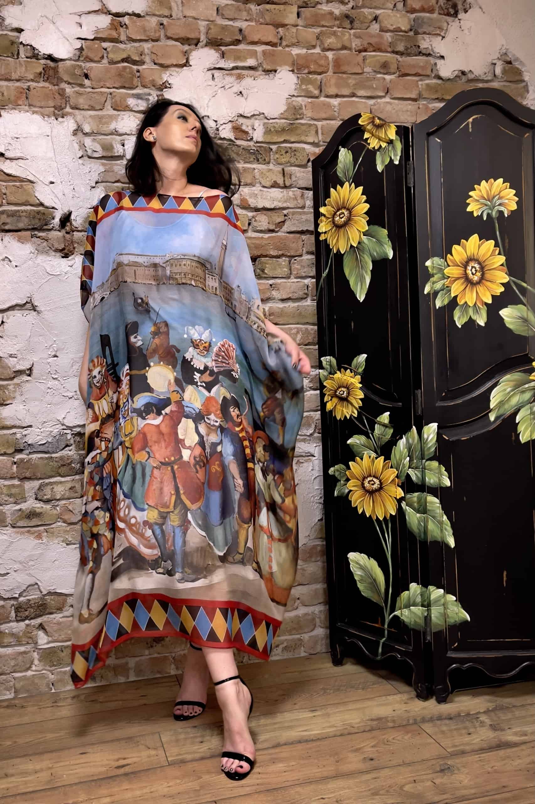 Rochie din voal de mătase naturală imprimat - imagine 6
