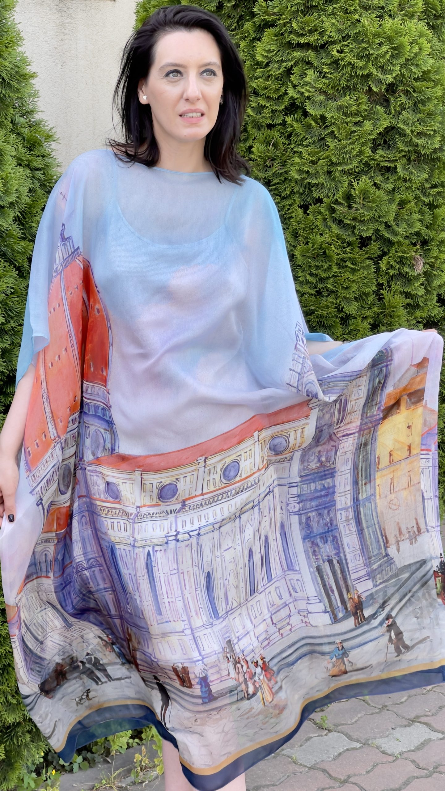 Rochie din voal de mătase naturală imprimat - imagine 4