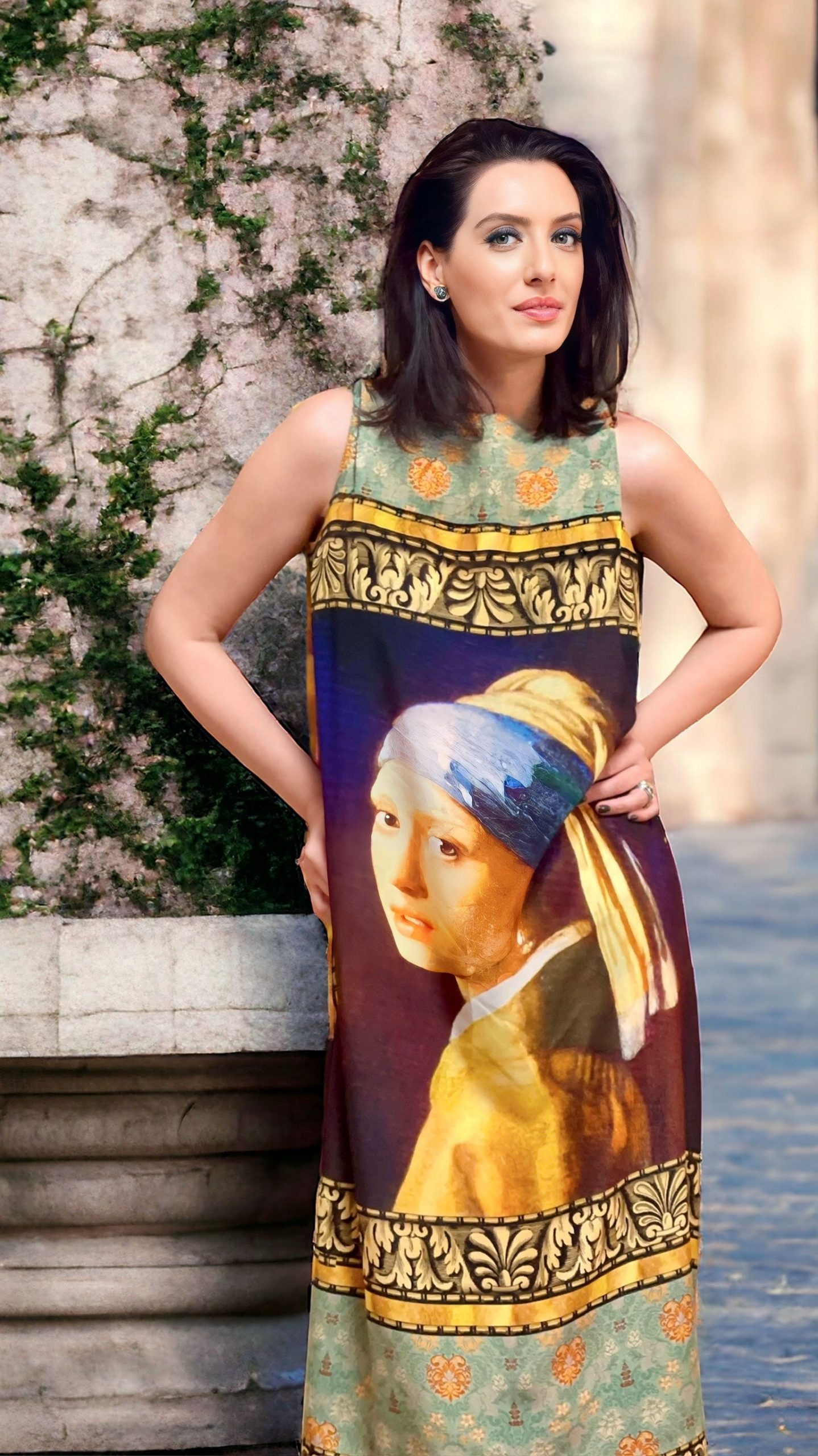 Rochie midi dreaptă din mătase naturală
