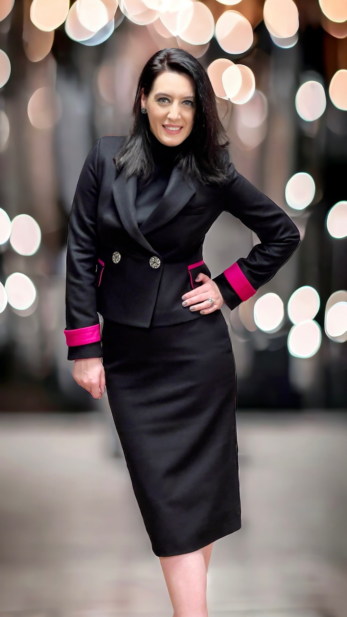 Costum negru din stofă de cașmir și lână - imagine 5