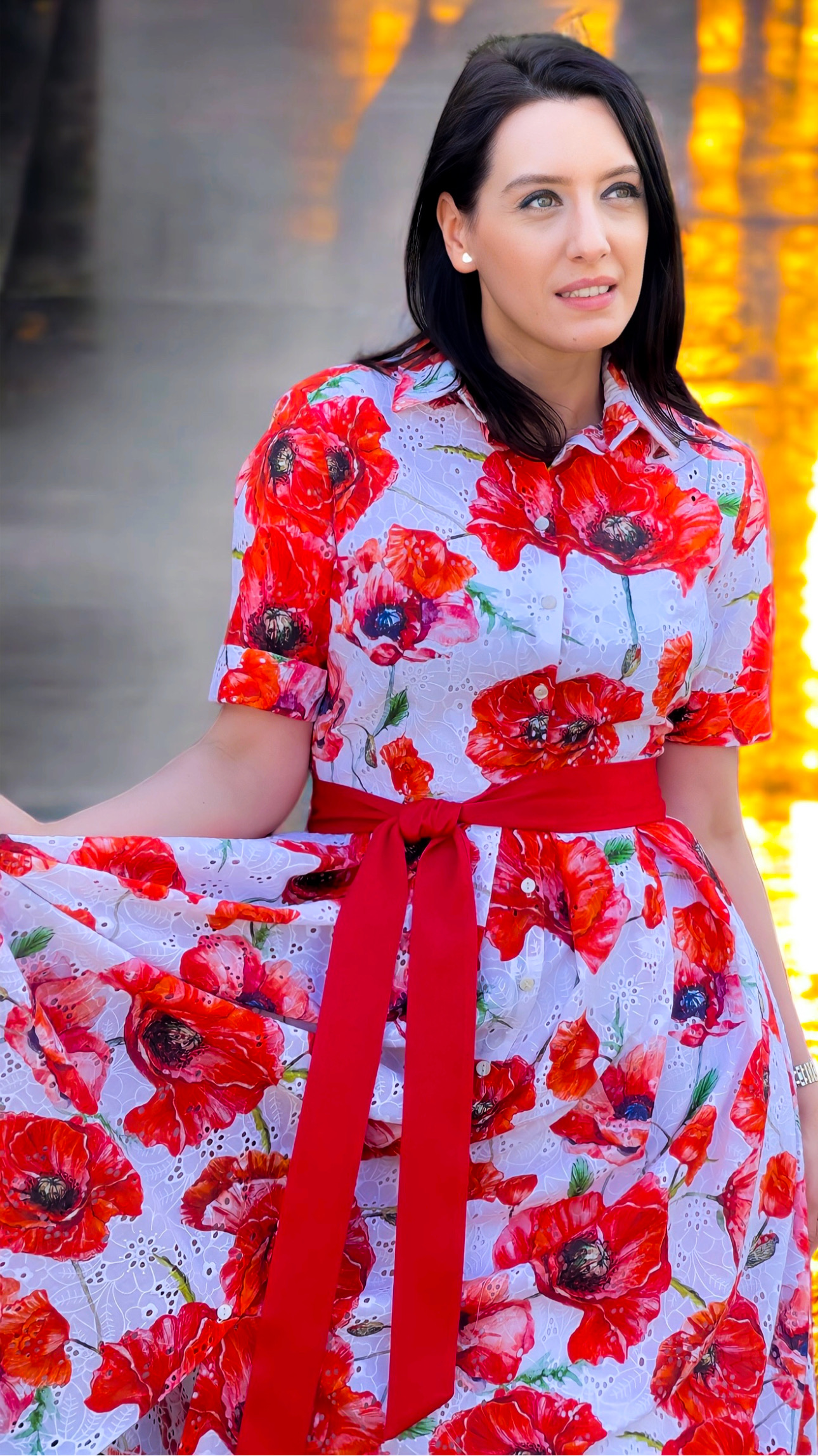 Rochie midi din bumbac Sangallo - imagine 3
