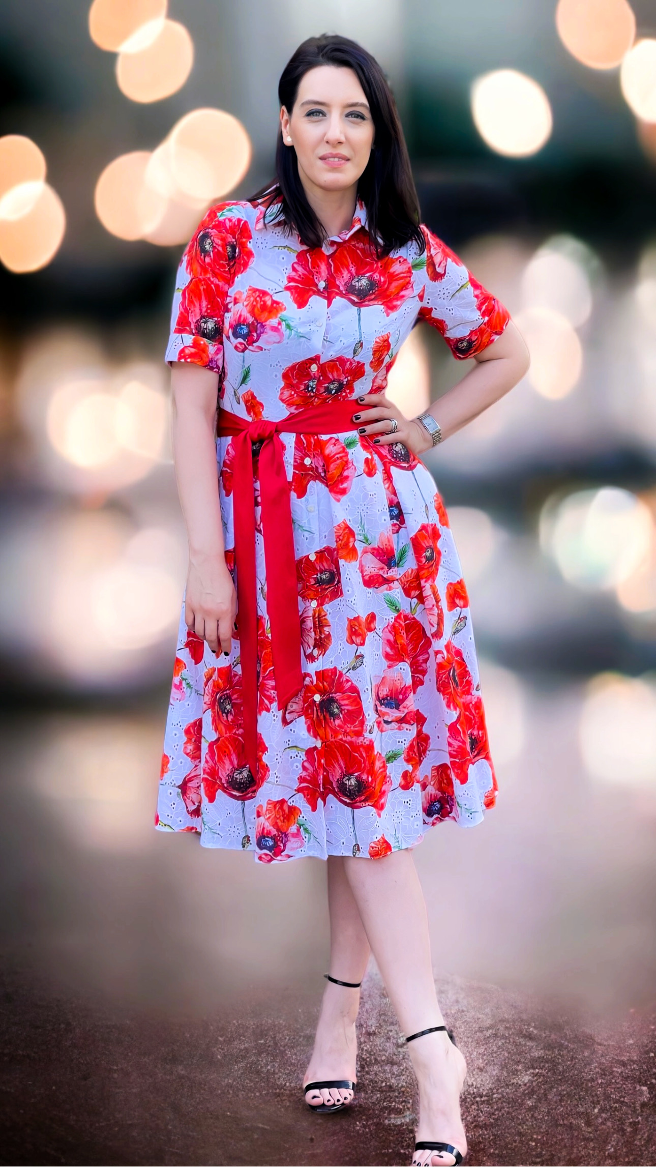 Rochie midi din bumbac Sangallo - imagine 2