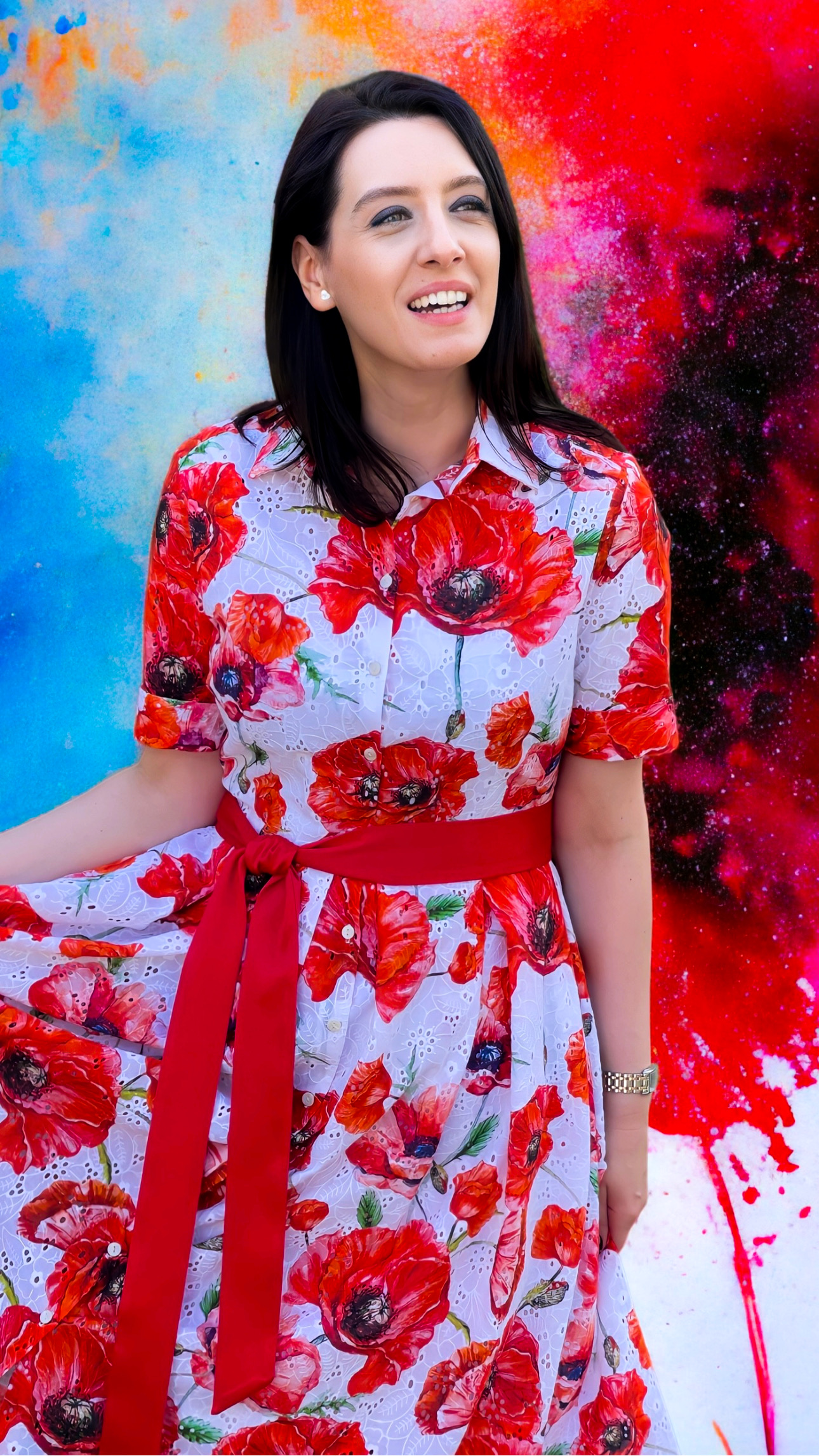 Rochie midi din bumbac Sangallo - imagine 7