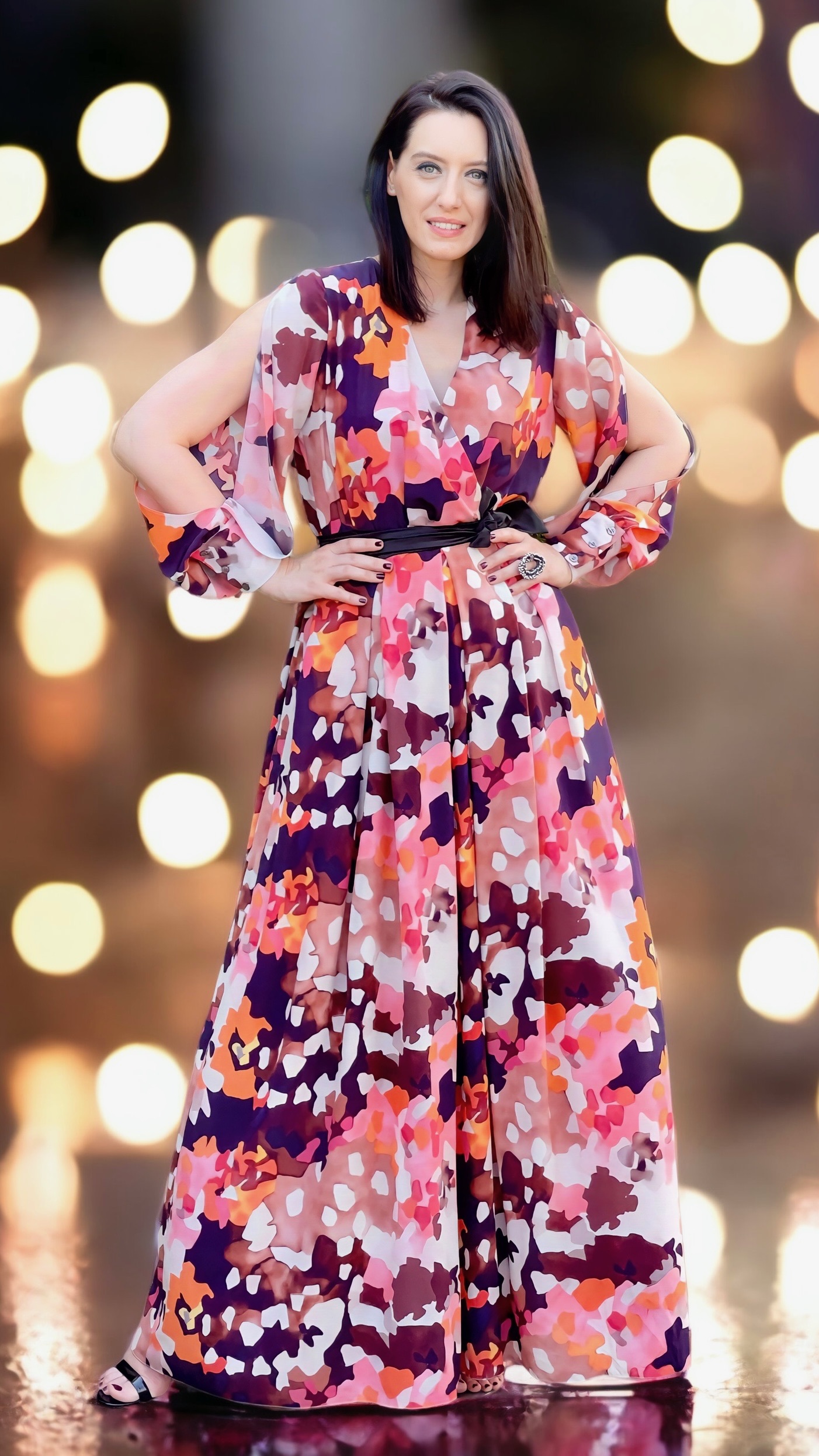 Rochie lungă în cute din mătase naturală - imagine 3