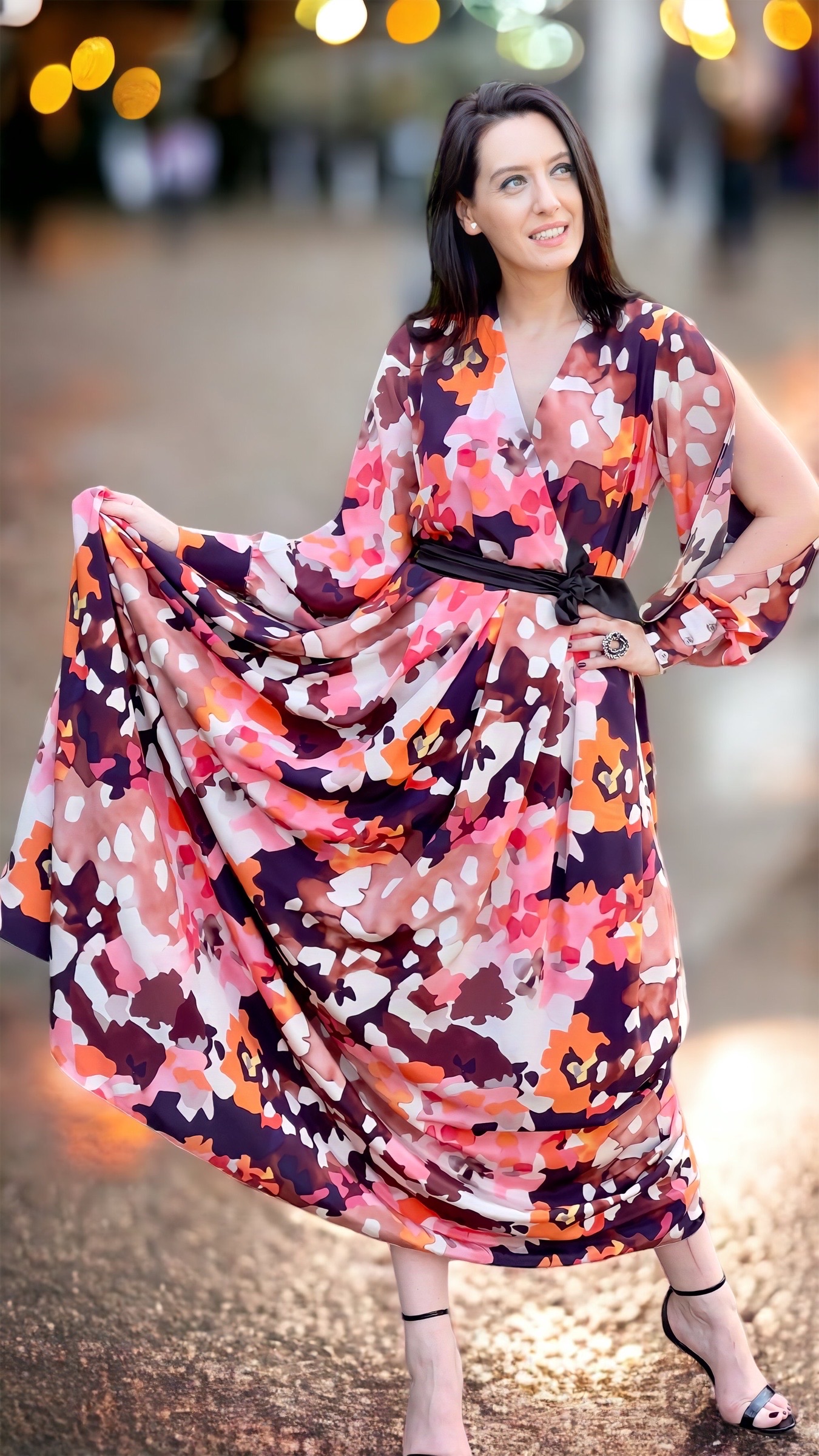 Rochie lungă în cute din mătase naturală - imagine 6
