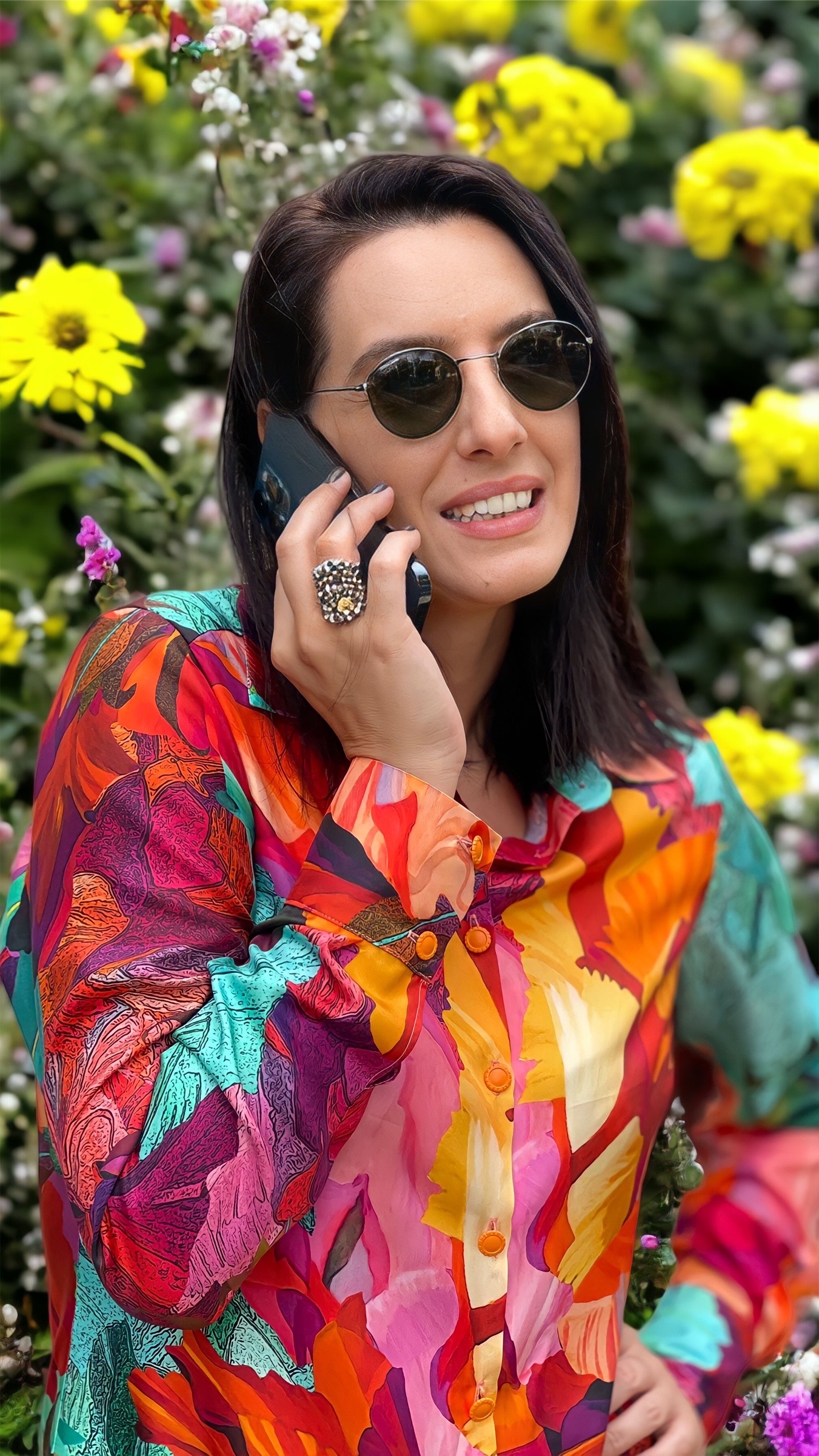 Rochie cămașă din mătase naturală imprimată
