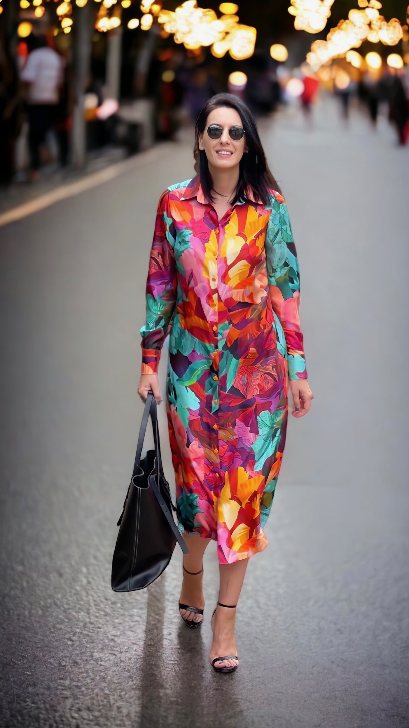 Rochie cămașă din mătase naturală imprimată - imagine 4