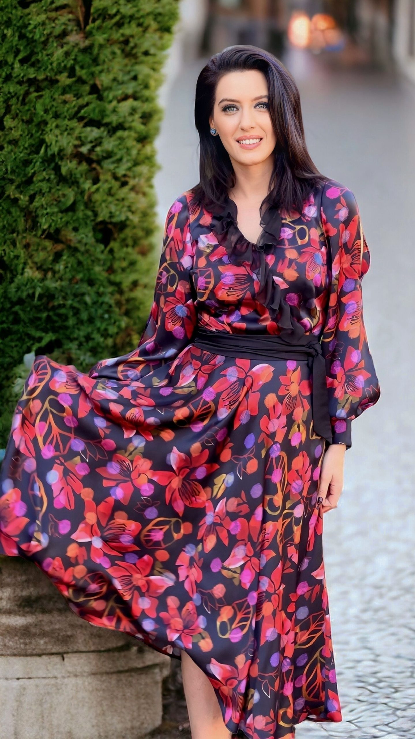 Rochie cloș midi din mătase naturală