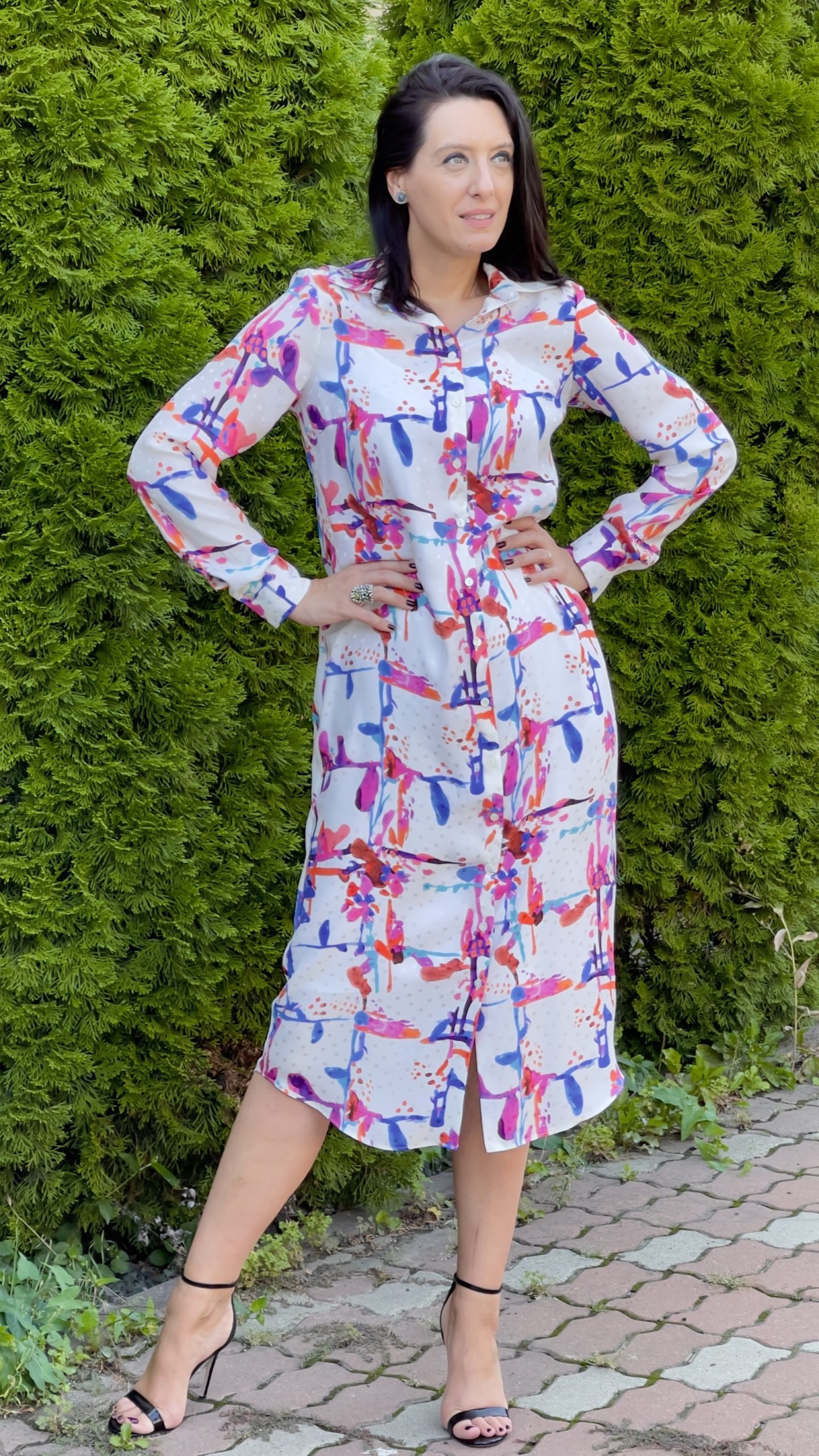 Rochie cămașă din mătase naturală imprimată - imagine 2