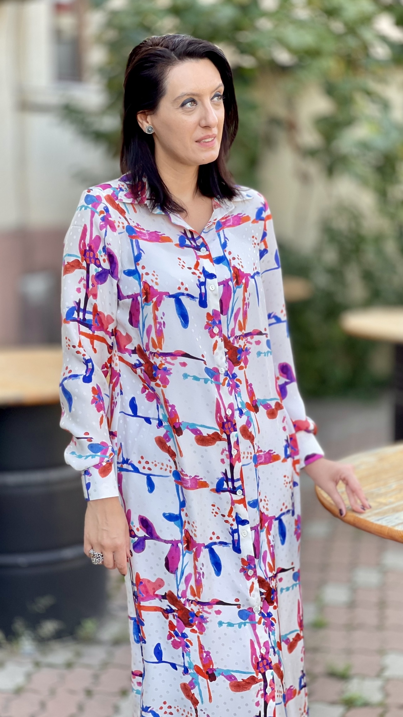 Rochie cămașă din mătase naturală imprimată - imagine 5