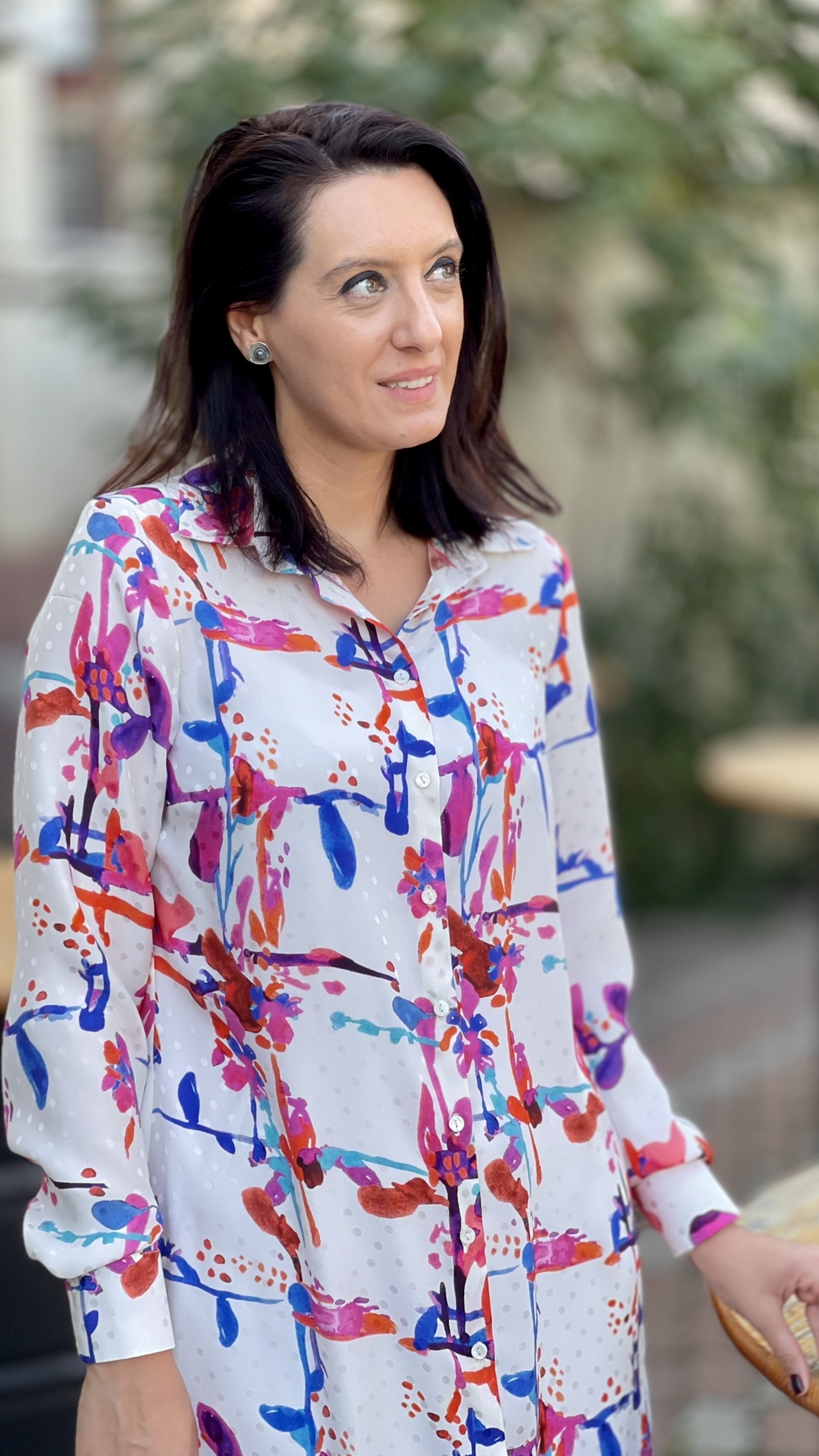 Rochie cămașă din mătase naturală imprimată - imagine 4