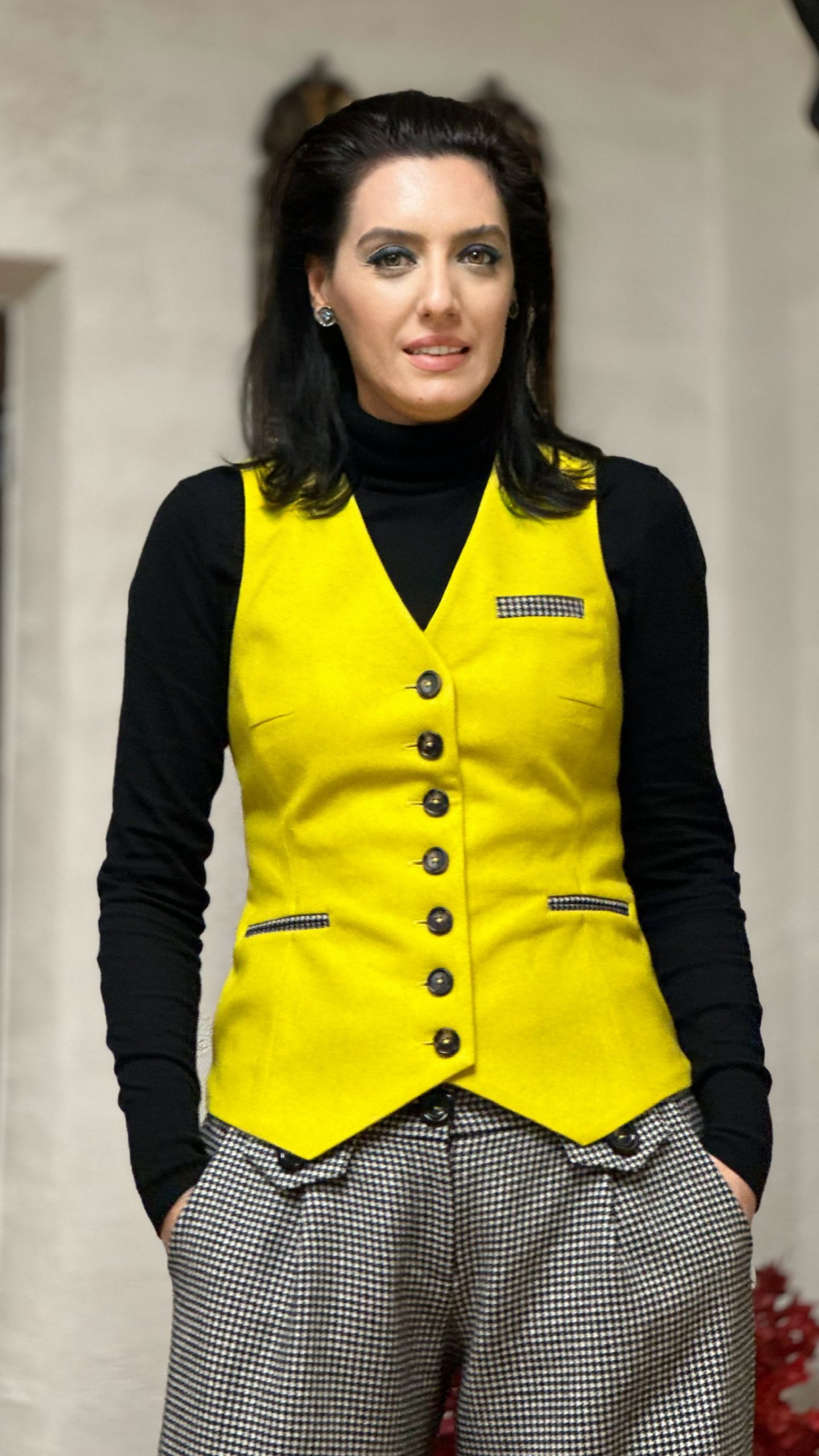 Pantaloni și vestă din stofă de lână