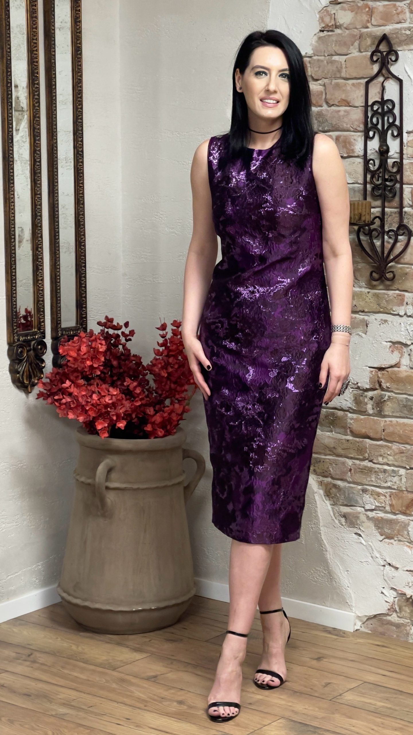 Rochie din brocart de mătase naturală - imagine 3