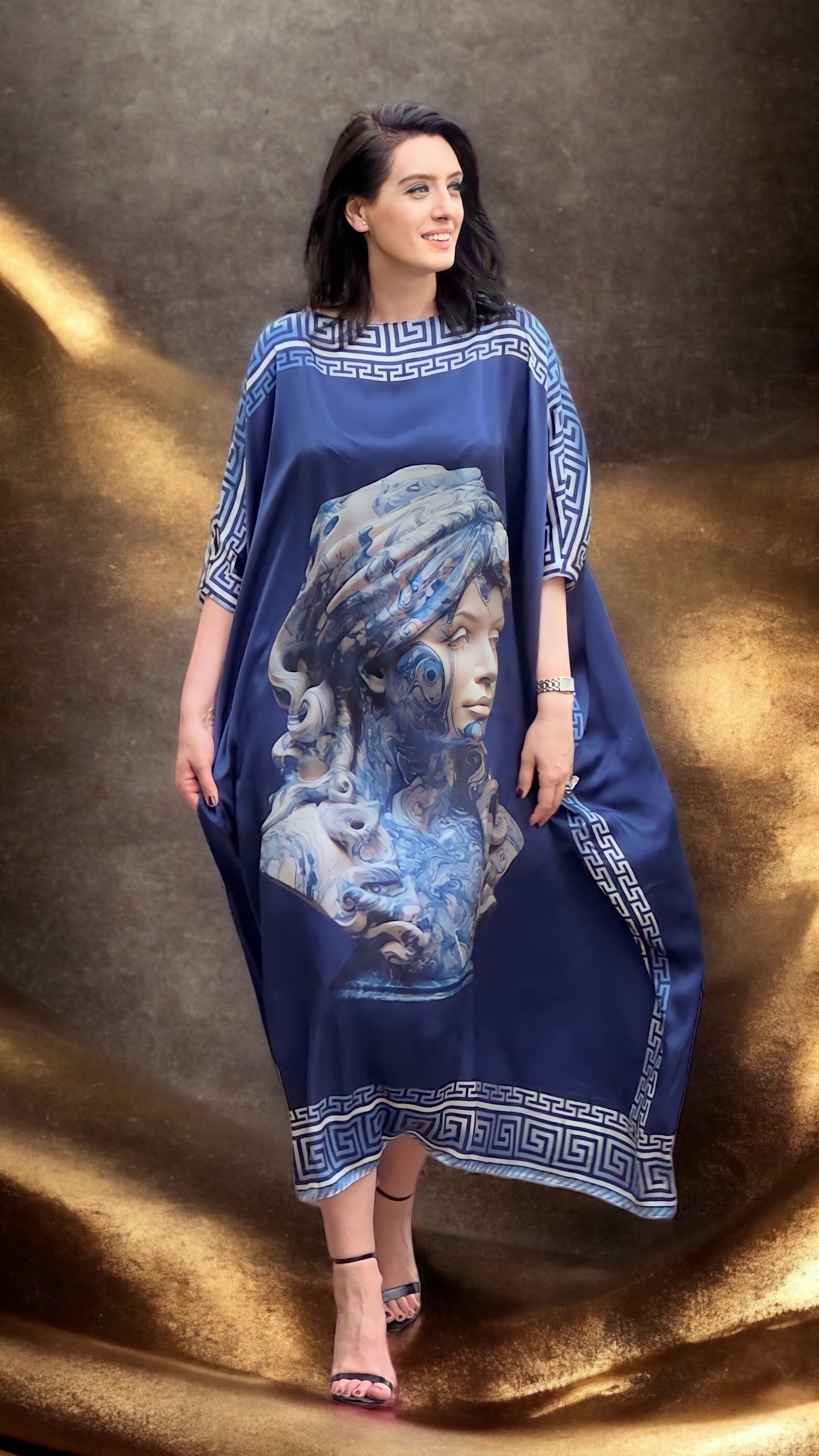 Rochie fluture din mătase naturală imprimată - imagine 4