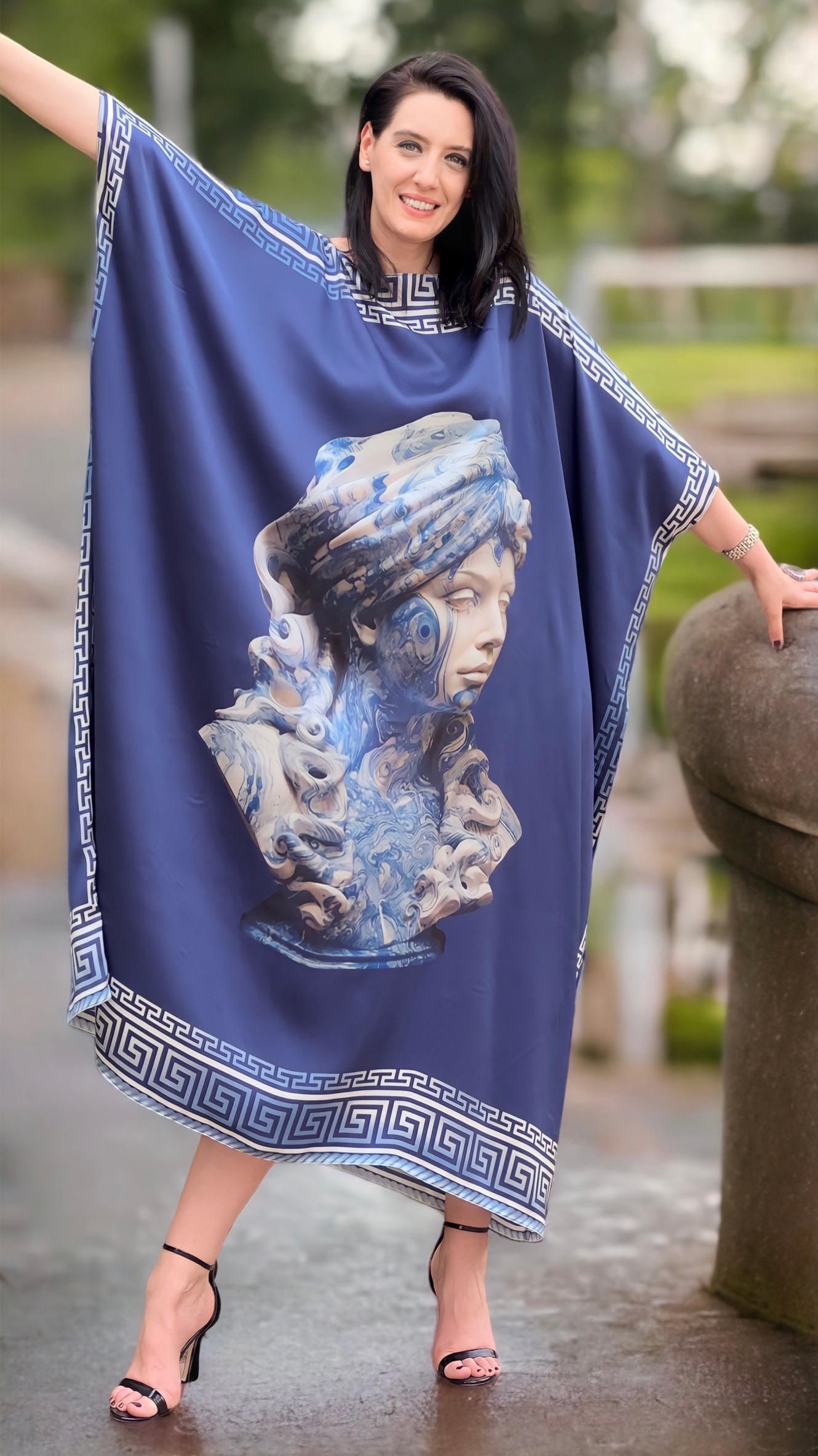 Rochie fluture din mătase naturală imprimată - imagine 3