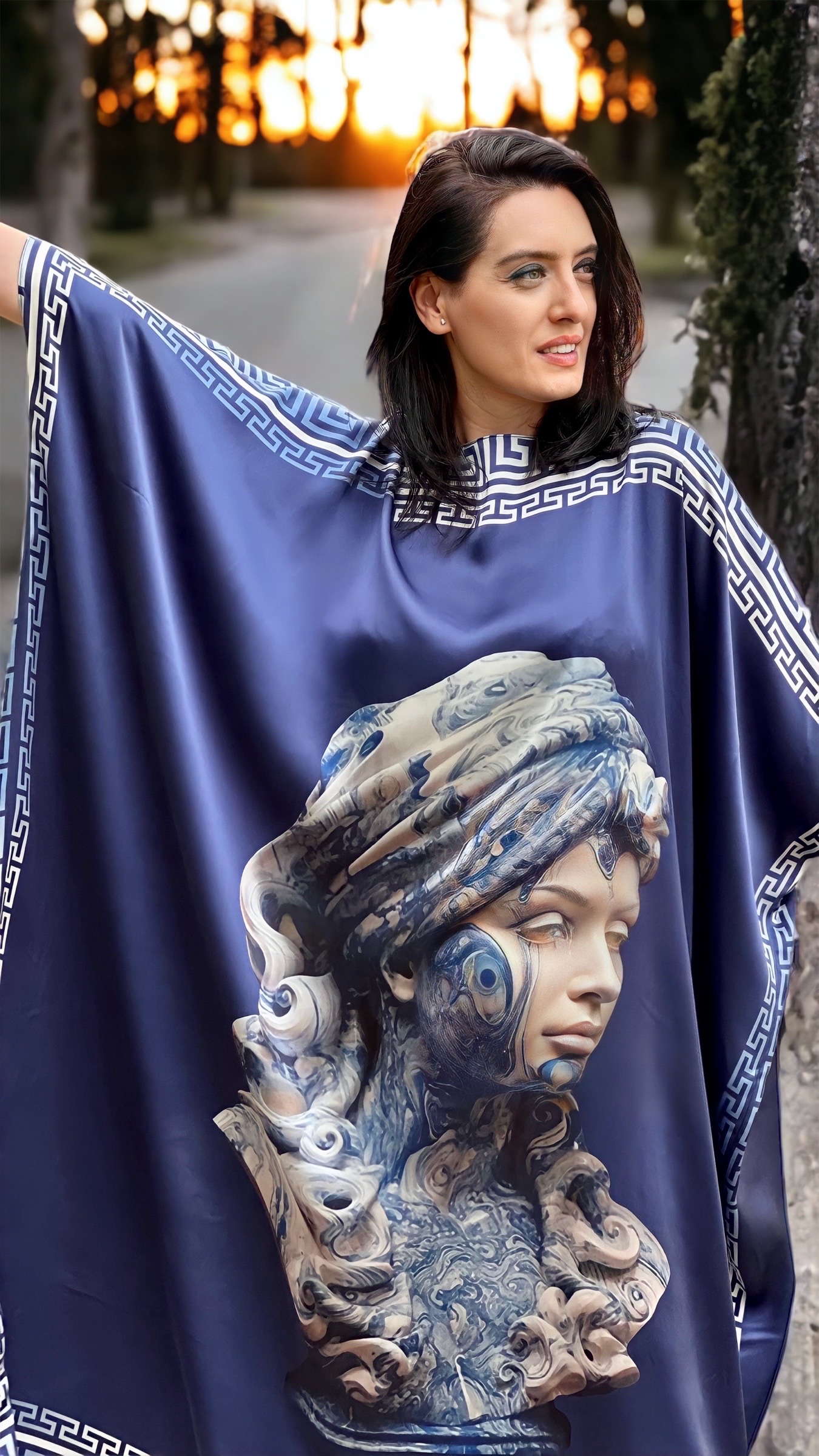 Rochie fluture din mătase naturală imprimată