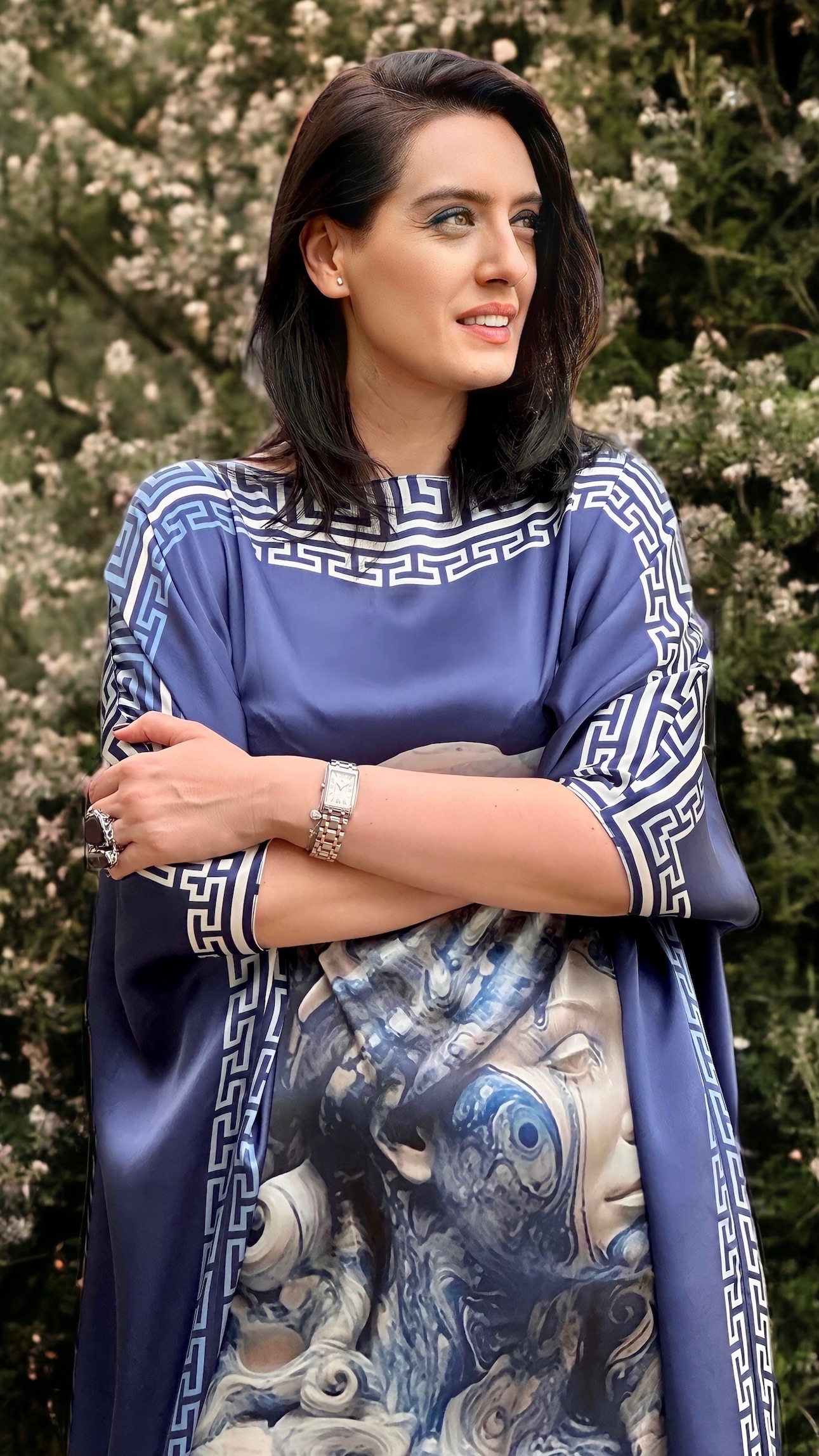 Rochie fluture din mătase naturală imprimată - imagine 6