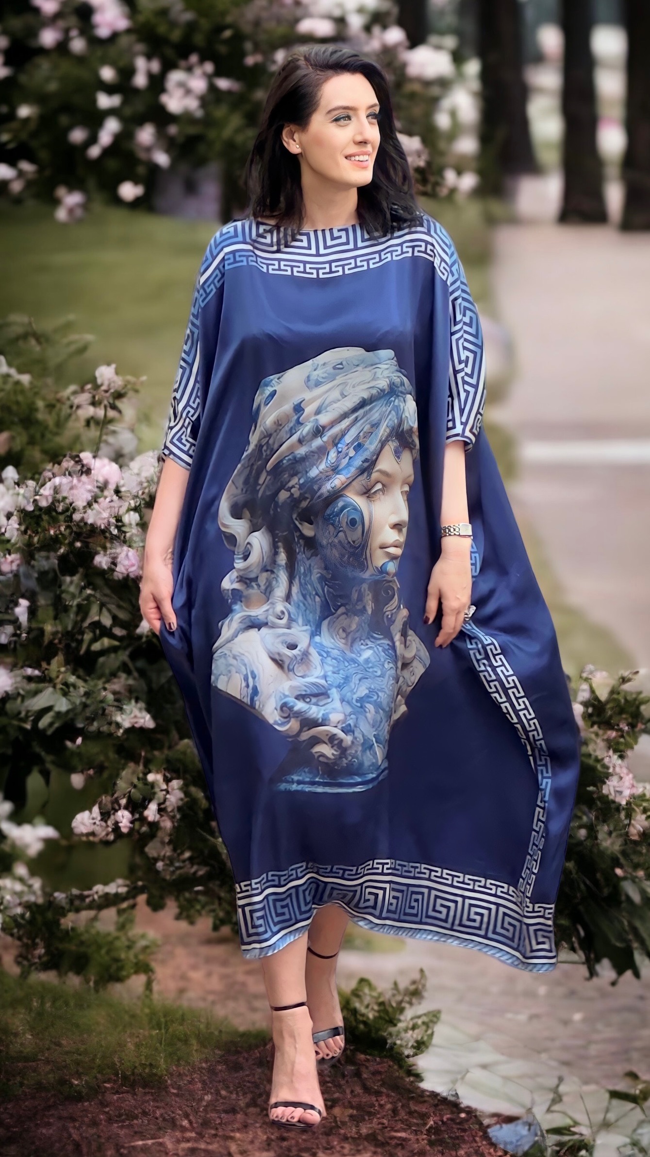 Rochie fluture din mătase naturală imprimată - imagine 7