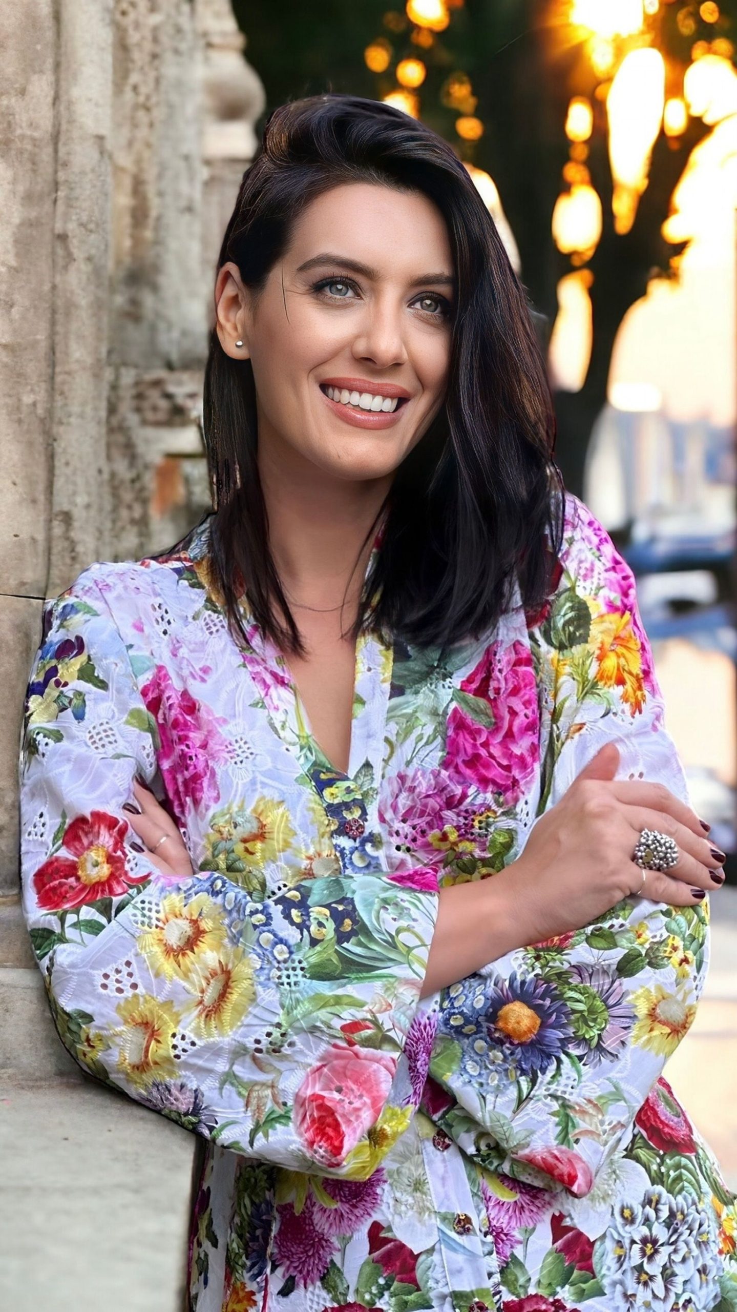 Rochie midi din bumbac Sangallo imprimat