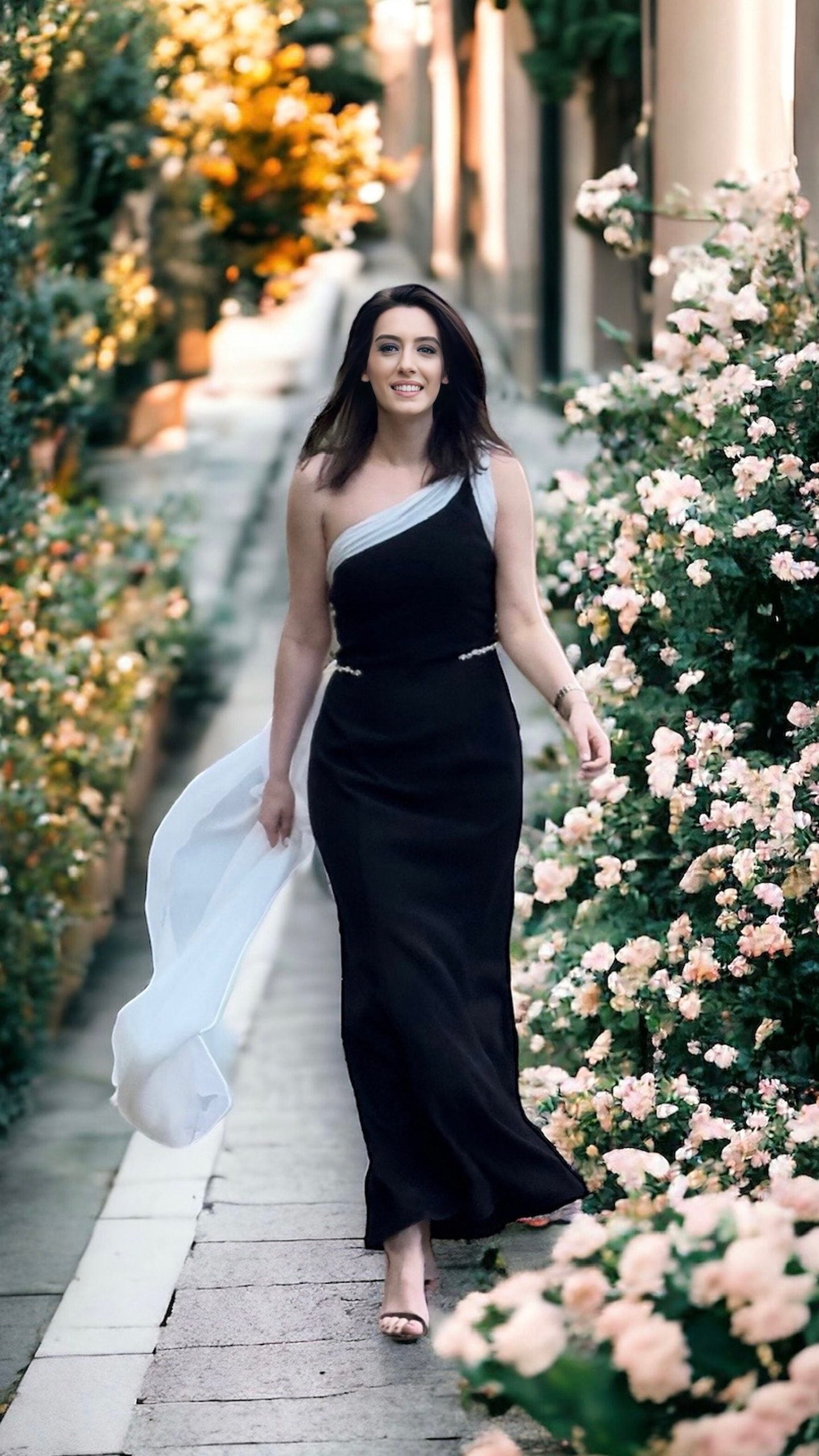 Rochie neagră midi maxi voal din mătase naturală