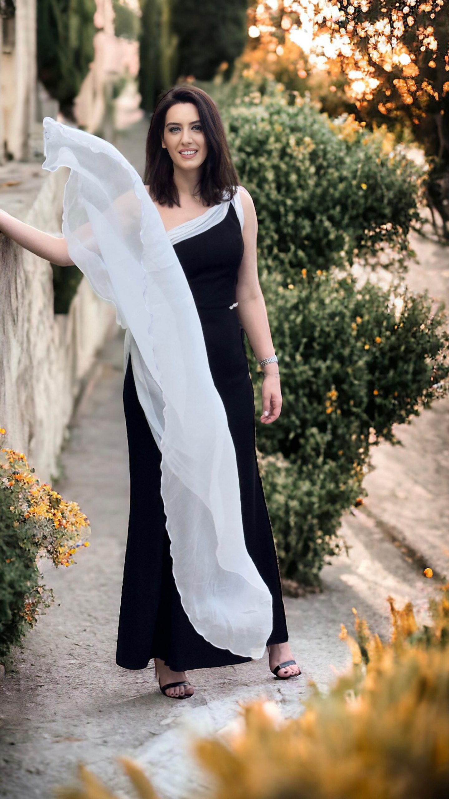 Rochie neagră midi maxi voal din mătase naturală