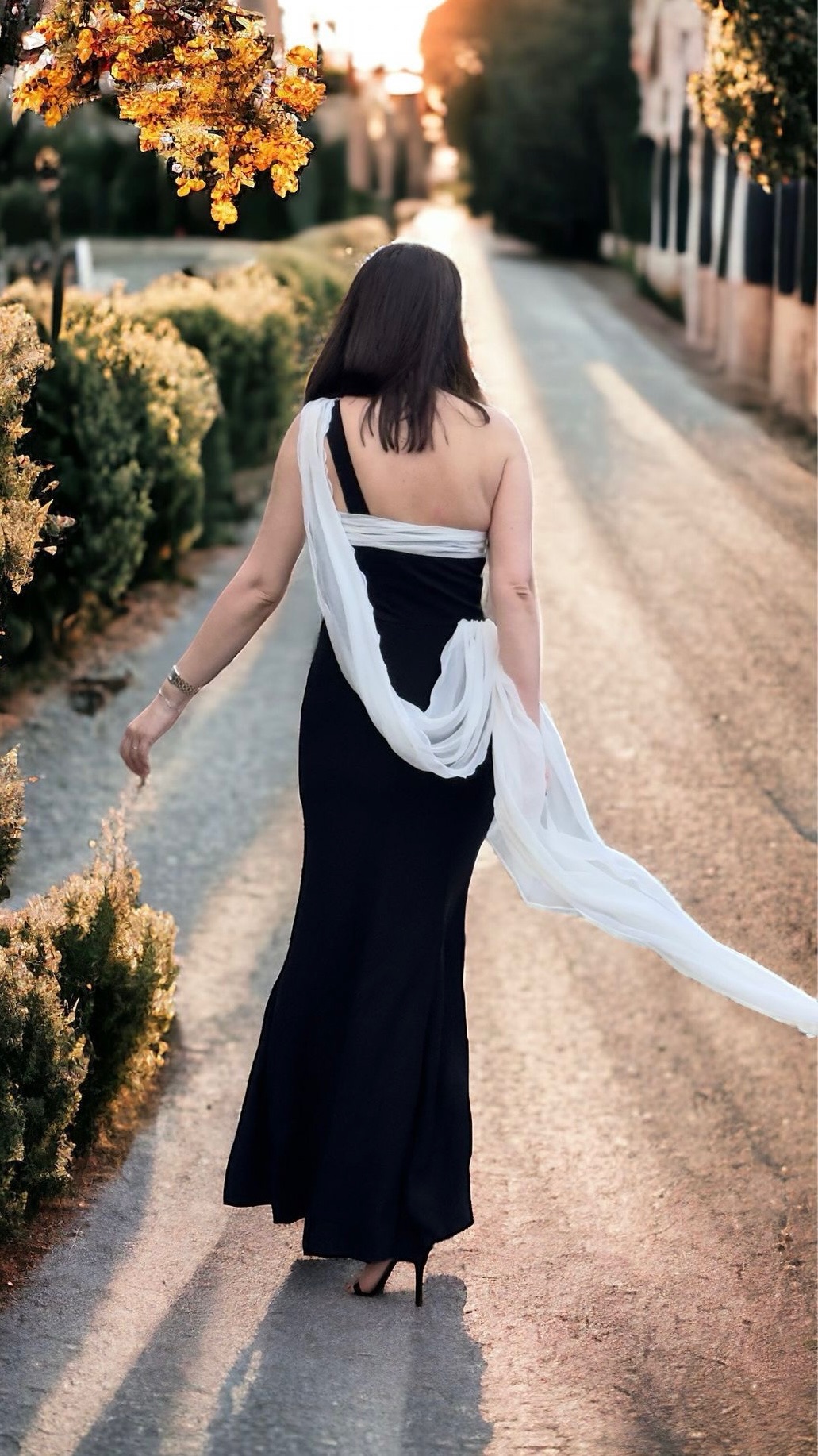 Rochie neagră midi maxi voal din mătase naturală