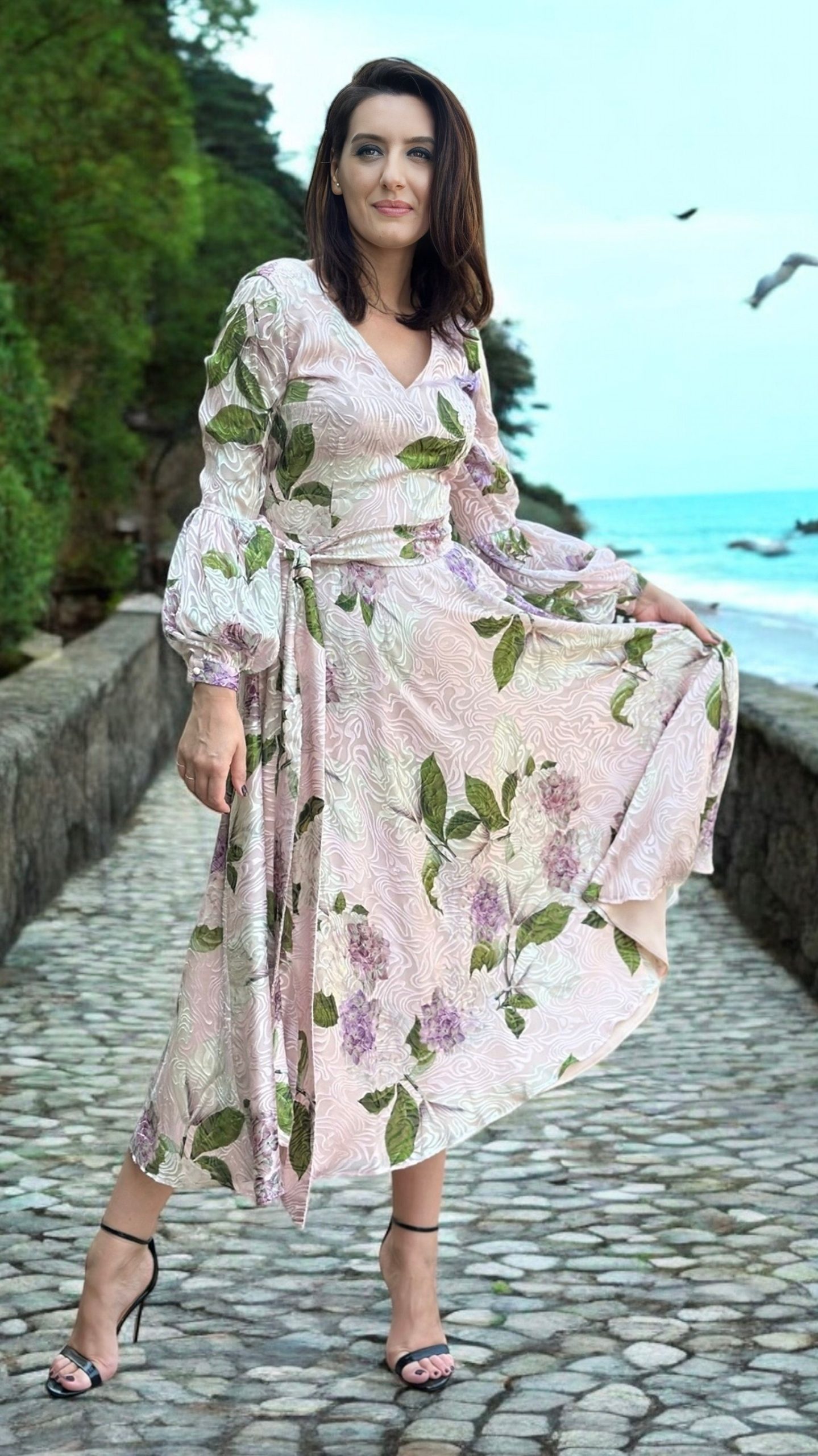 Rochie din voal de mătase naturală devore - imagine 7