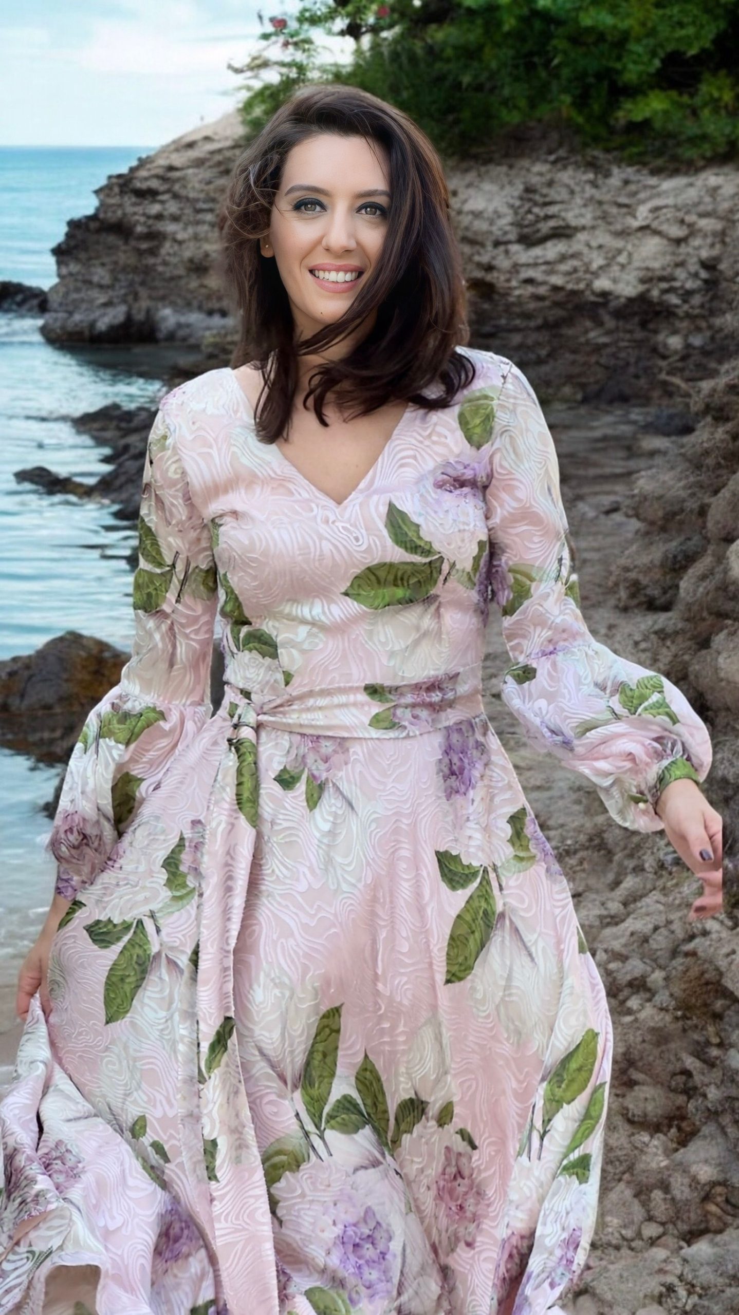 Rochie din voal de mătase naturală devore - imagine 10