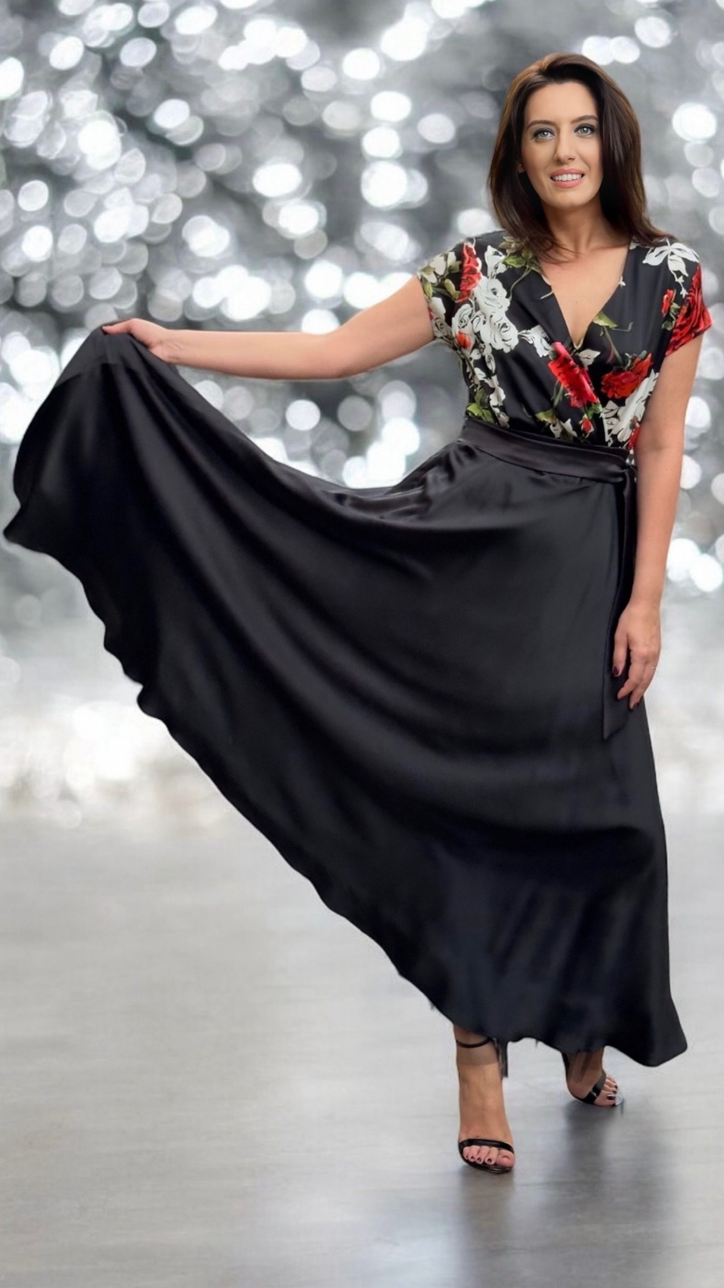 Rochie lungă cloș din mătase naturală - imagine 3