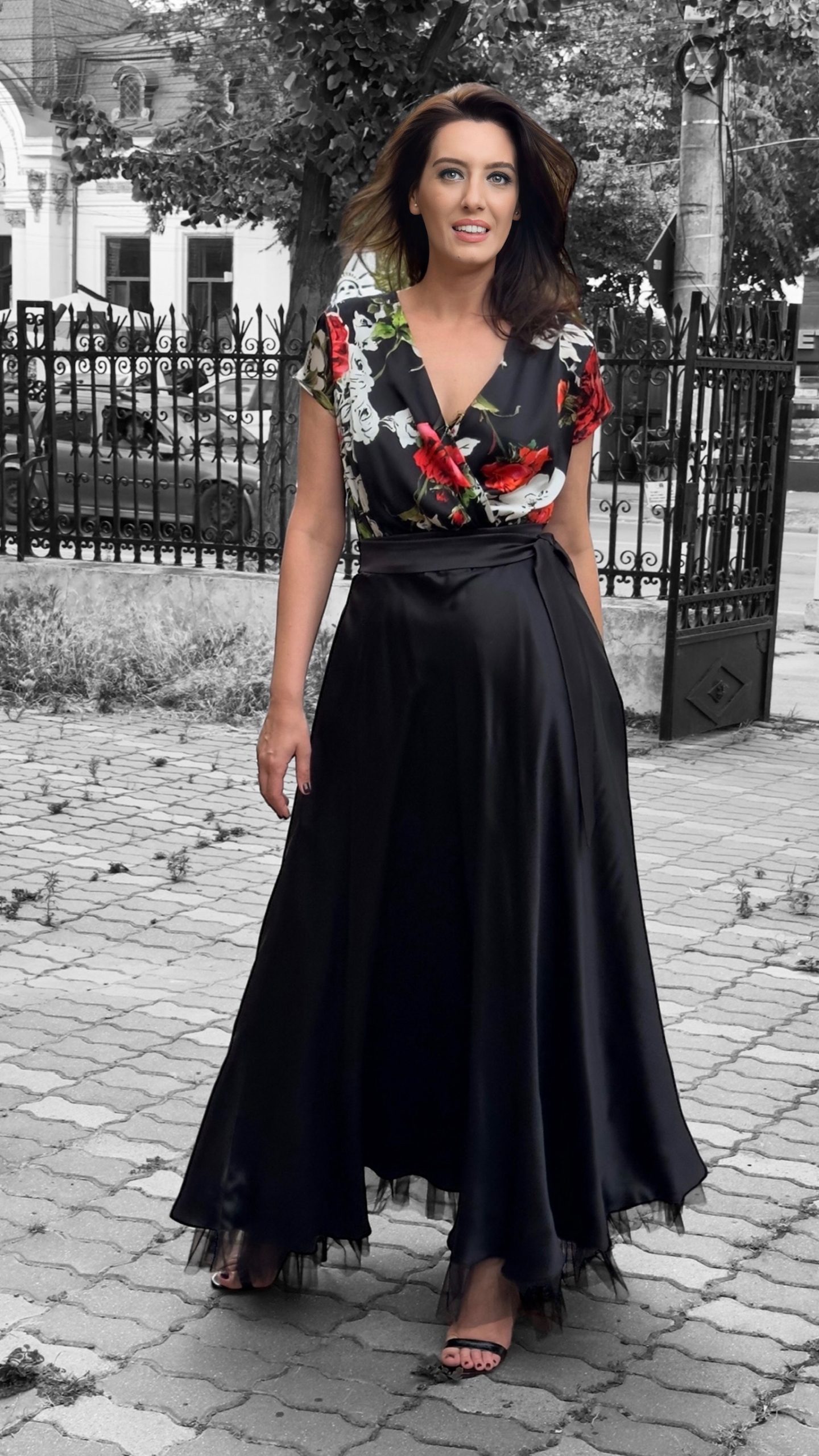 Rochie lungă cloș din mătase naturală - imagine 6