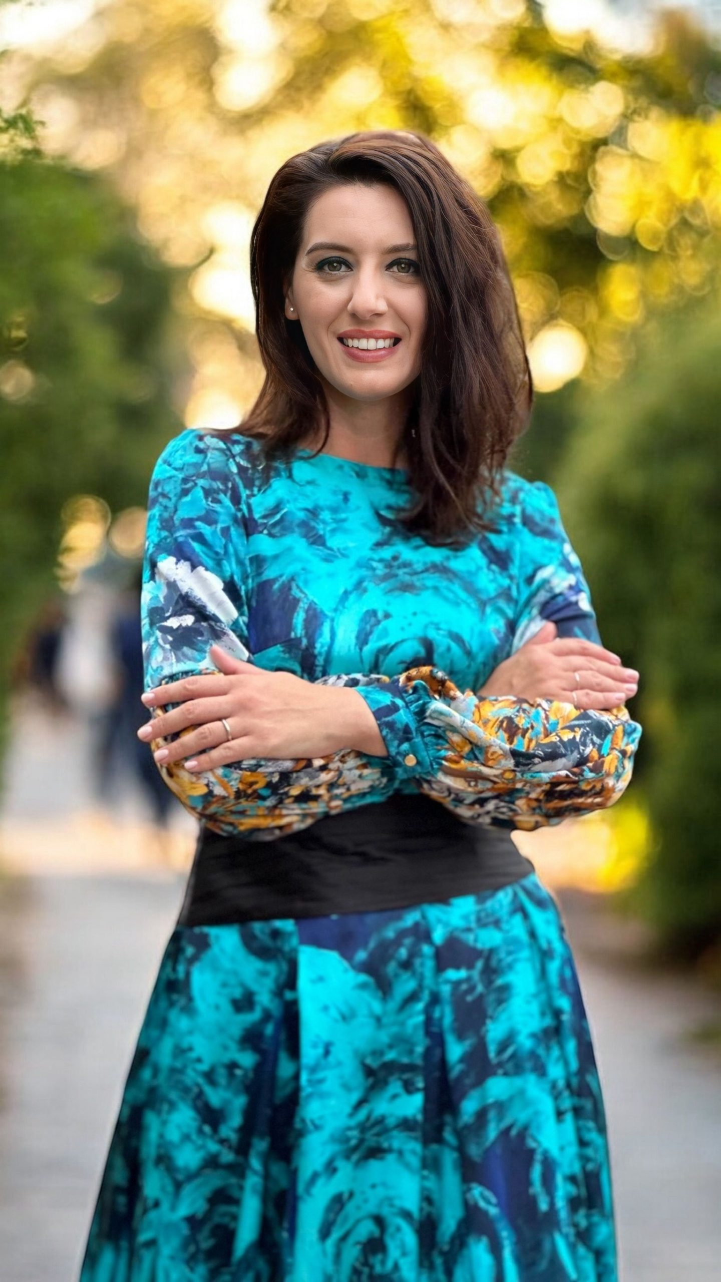 Rochie lungă din mătase naturală imprimată