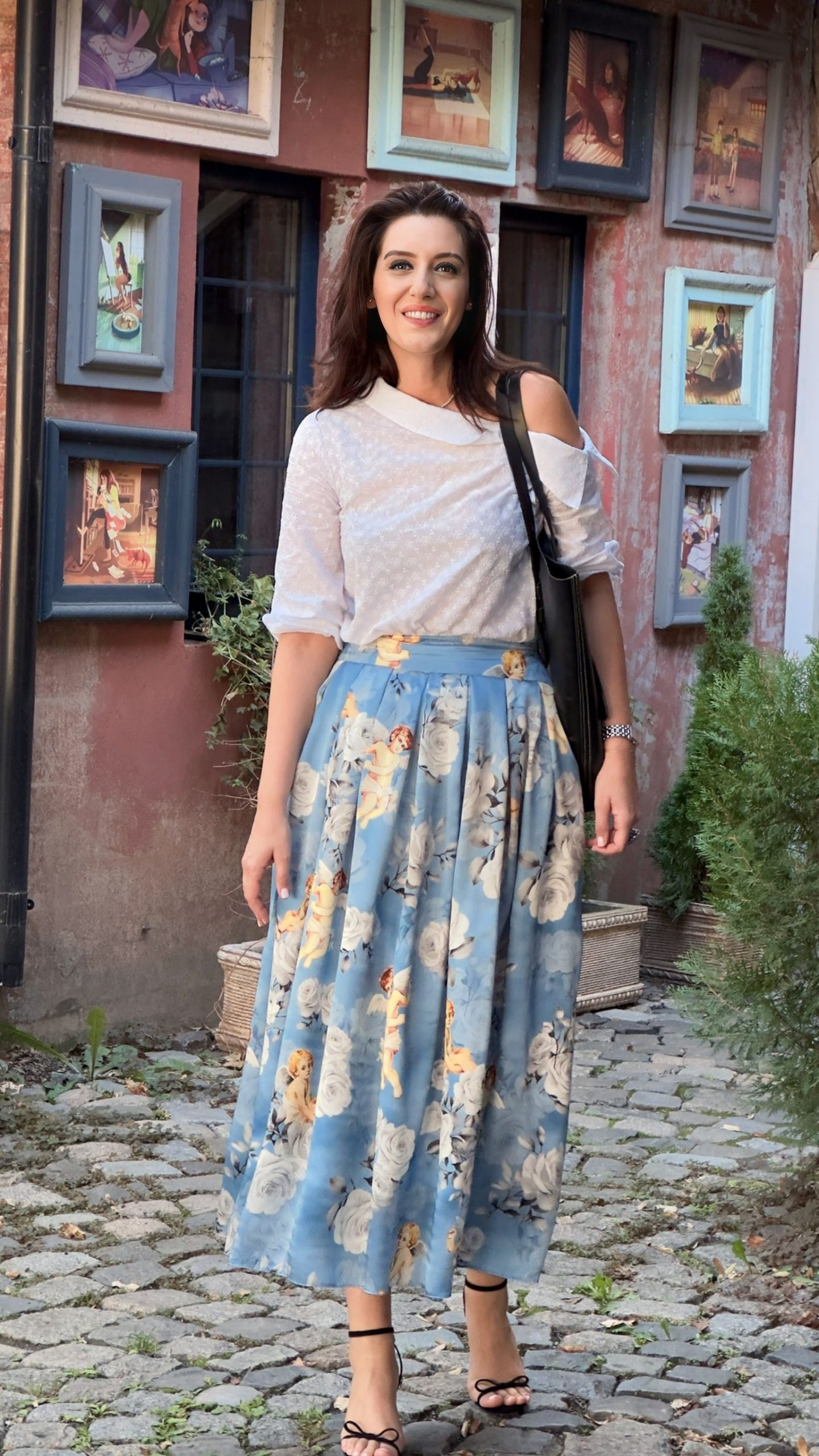 Fustă midi în cute din mătase naturală - imagine 8