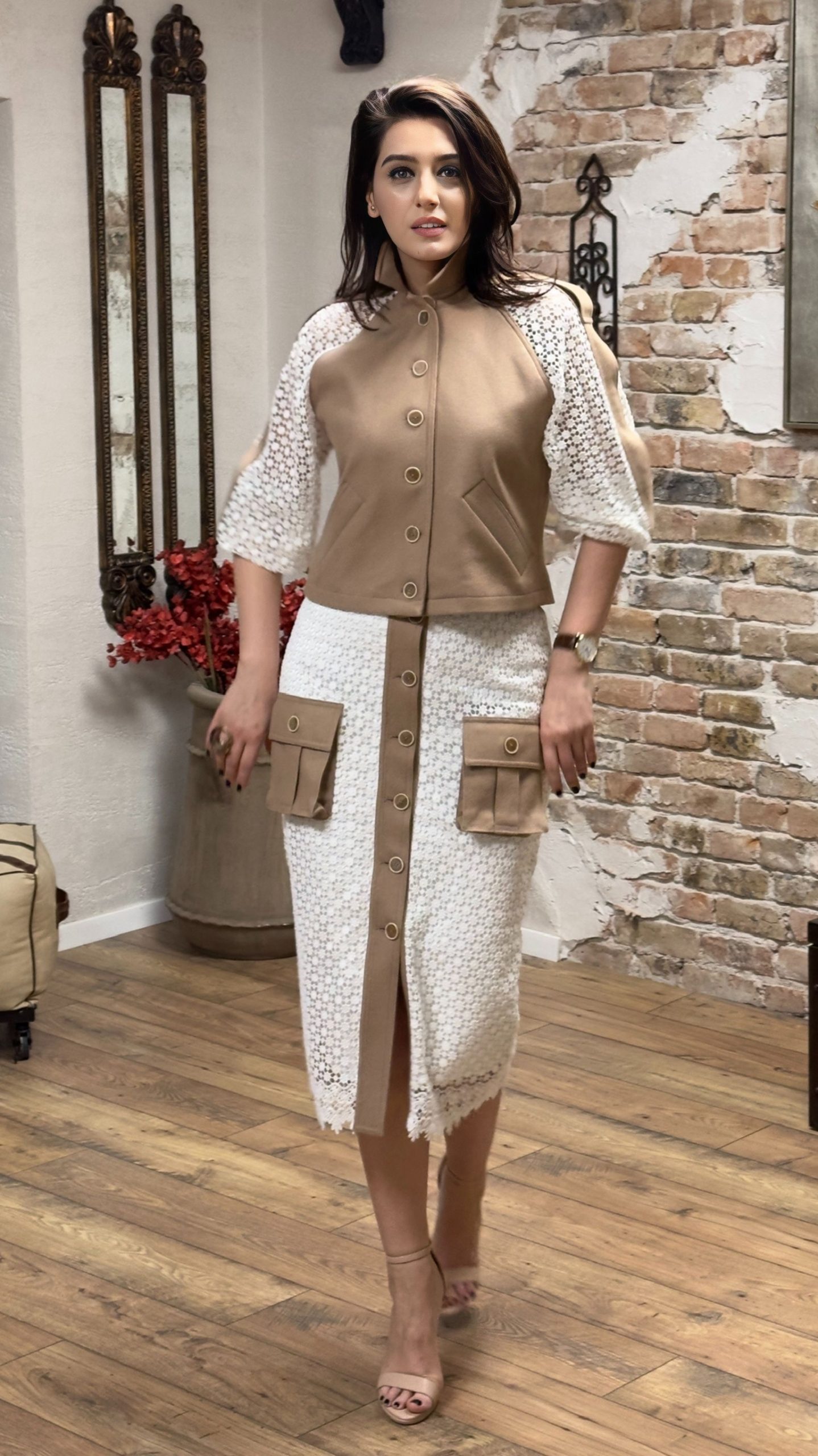 Costum din stofă și macrame - imagine 2